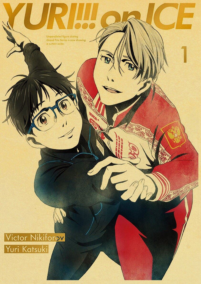 Figure Skating Anime YURI!!! on ICE Posters Wall Art Poster Kraft Paper Prints Print 12x16
