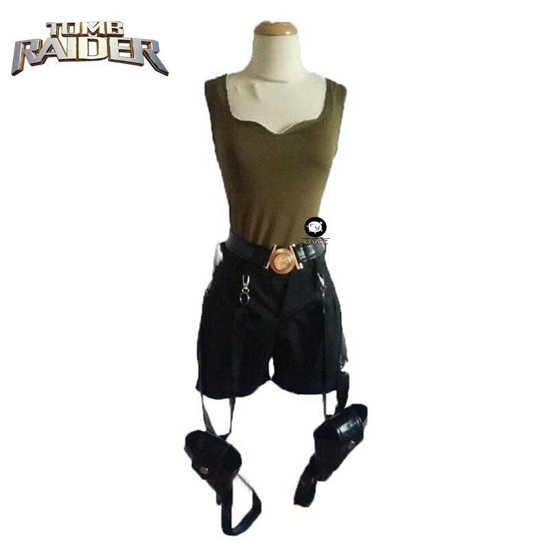 Tomb Raider Lara Croft Cosplay Costume With Bag Halloween Cosplay Costume Custom