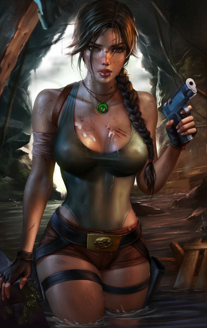 Print movie Tomb Raider Lara Croft girl art silk or canvas poster custom 12x16