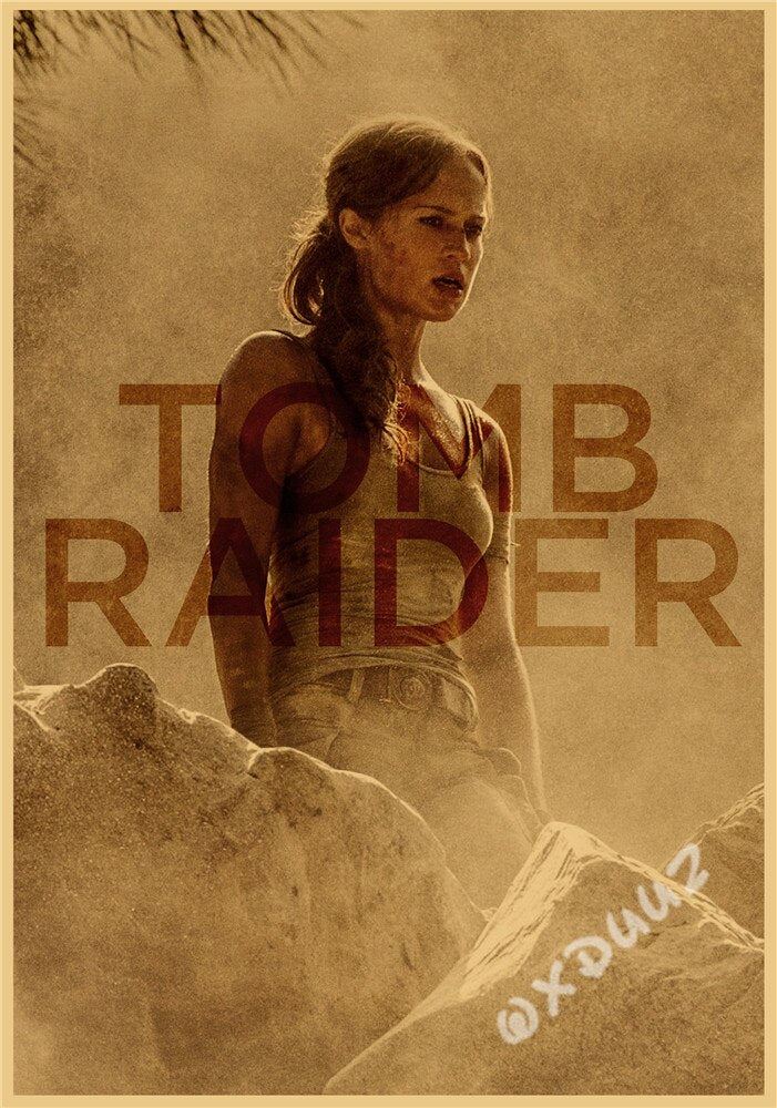 Popular Action Adventure Treasure Hunting Movie Tomb Raider Retro Style High Print 12x16