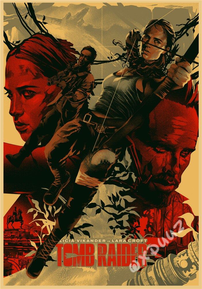 Popular Action Adventure Treasure Hunting Movie Tomb Raider Retro Style High Print 12x16
