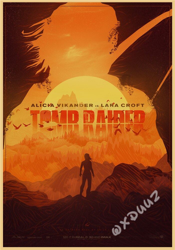 Popular Action Adventure Treasure Hunting Movie Tomb Raider Retro Style High Print 12x16