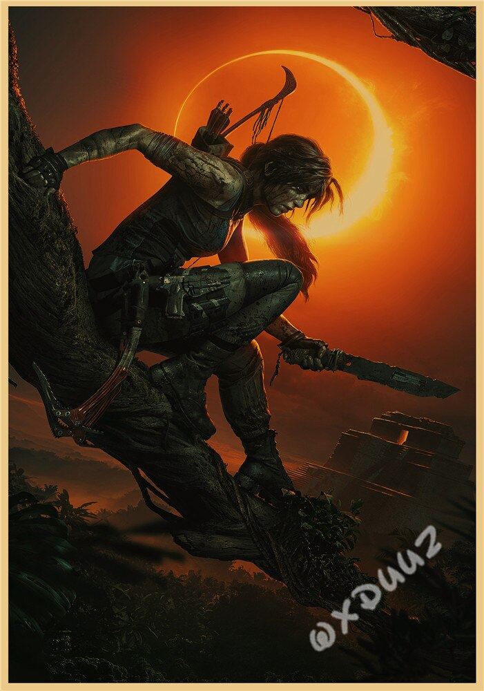 Popular Action Adventure Treasure Hunting Movie Tomb Raider Retro Style High Print 12x16