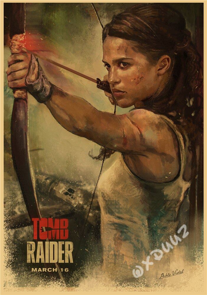 Popular Action Adventure Treasure Hunting Movie Tomb Raider Retro Style High Print 12x16