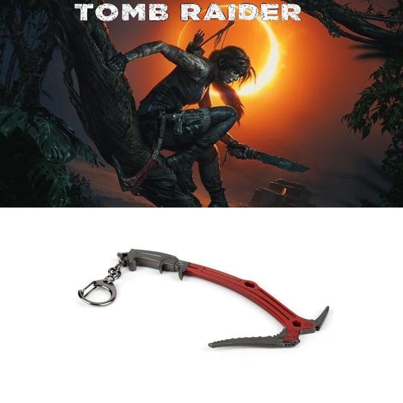HEYu Game Tomb Raider Weapon keychain Lara Croft Climbing Axe Metal Pendant Key