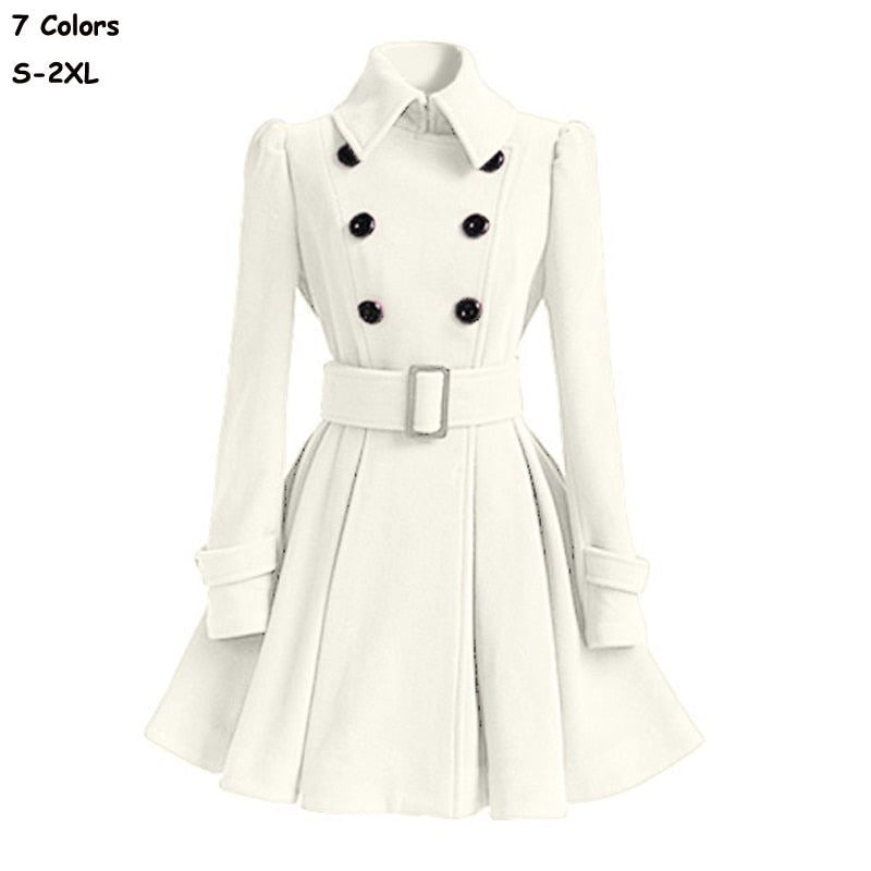 Fashion 2020 Women Autumn Winter Clothing Coats Long Slim Skirt Coats With Belt
