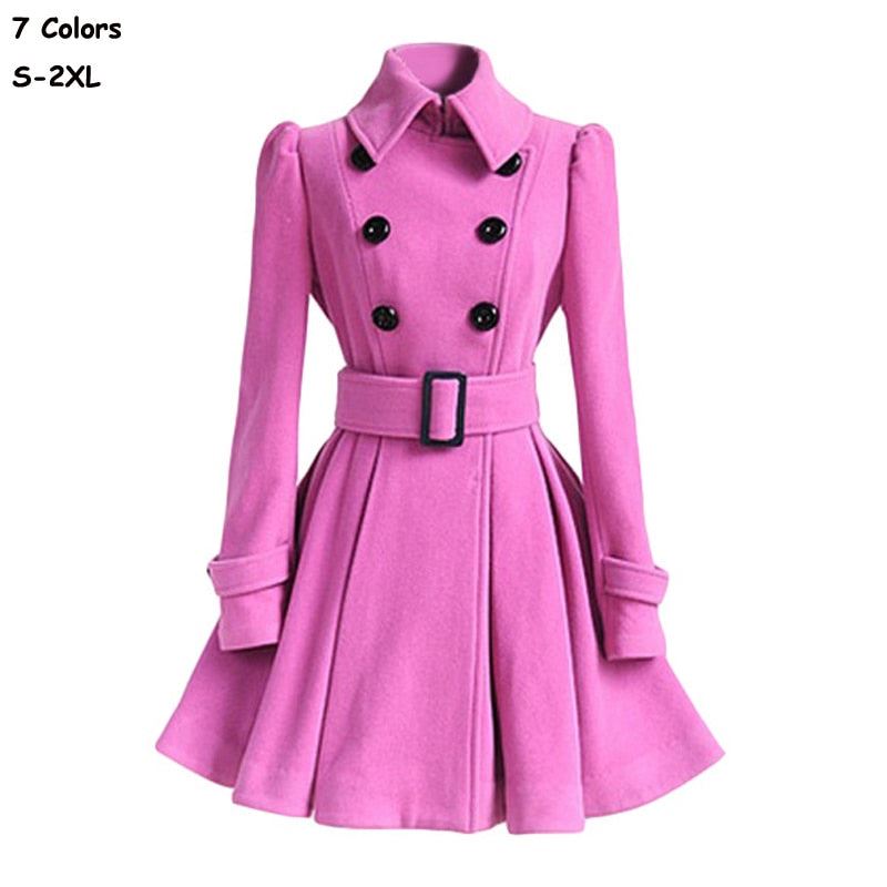 Fashion 2020 Women Autumn Winter Clothing Coats Long Slim Skirt Coats With Belt
