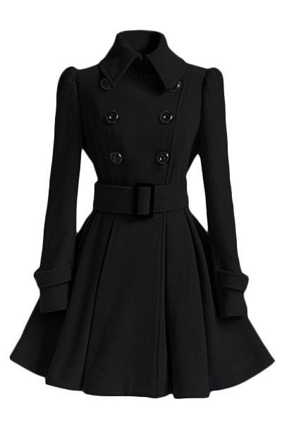 Fashion 2020 Women Autumn Winter Clothing Coats Long Slim Skirt Coats With Belt
