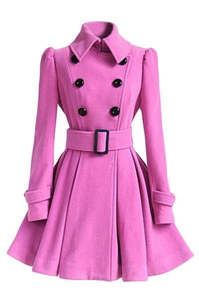 Fashion 2020 Women Autumn Winter Clothing Coats Long Slim Skirt Coats With Belt