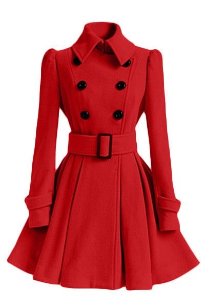 Fashion 2020 Women Autumn Winter Clothing Coats Long Slim Skirt Coats With Belt
