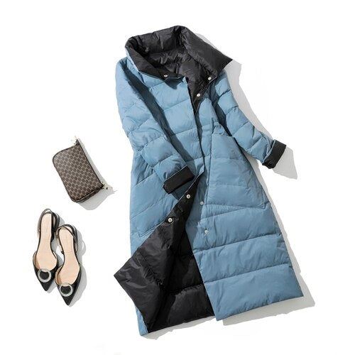 Fitaylor 2021 Winter Women Turtleneck White Duck Down Coat Double Breasted Warm