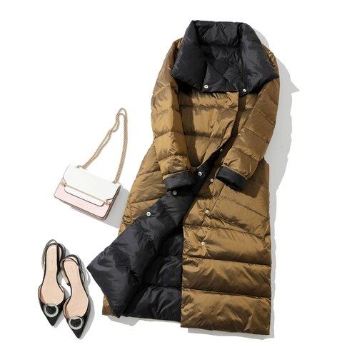 Fitaylor 2021 Winter Women Turtleneck White Duck Down Coat Double Breasted Warm