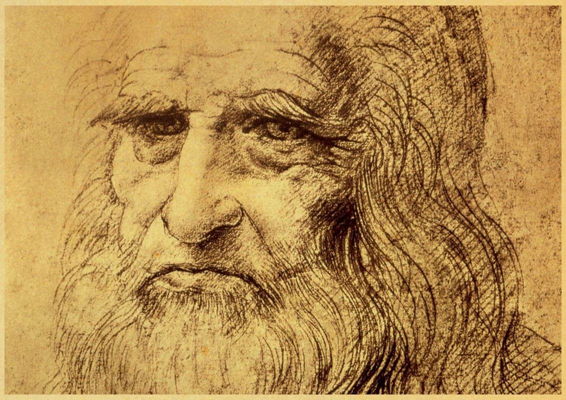 Leonardo Da Vinci Manuscript Vitruvian Man Posters Nostalgic Retro Decorative 12x16