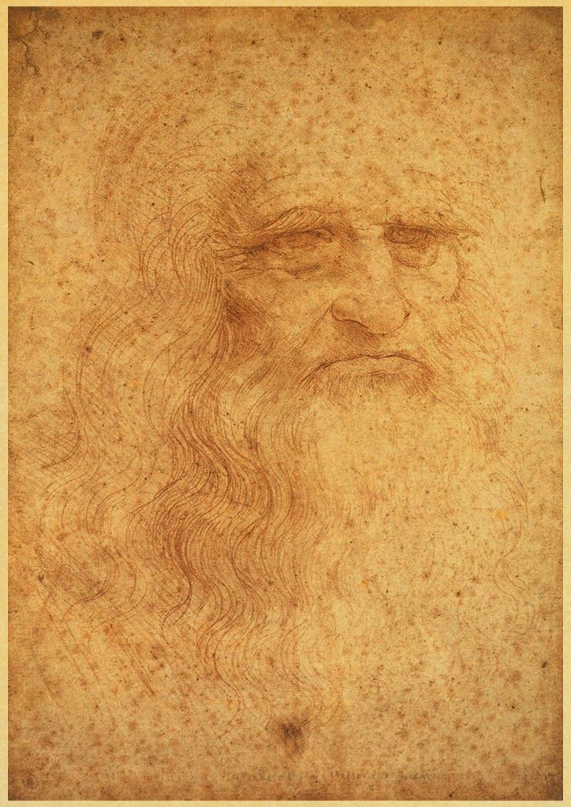 Leonardo Da Vinci Manuscript Vitruvian Man Posters Nostalgic Retro Decorative 12x16