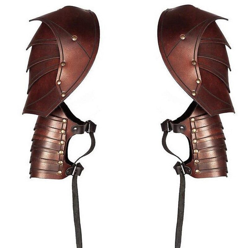 Vintage Medieval Knight Soldier Shoulder Guard Leather Segmental Spaulder Armor