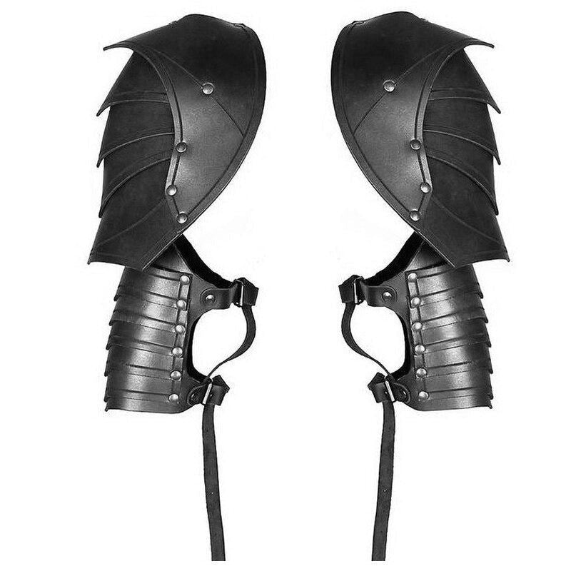 Vintage Medieval Knight Soldier Shoulder Guard Leather Segmental Spaulder Armor