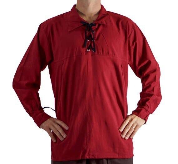 Medieval Renaissance Grooms Pirate tunic top Larp Costume lace up Shirt Middle A