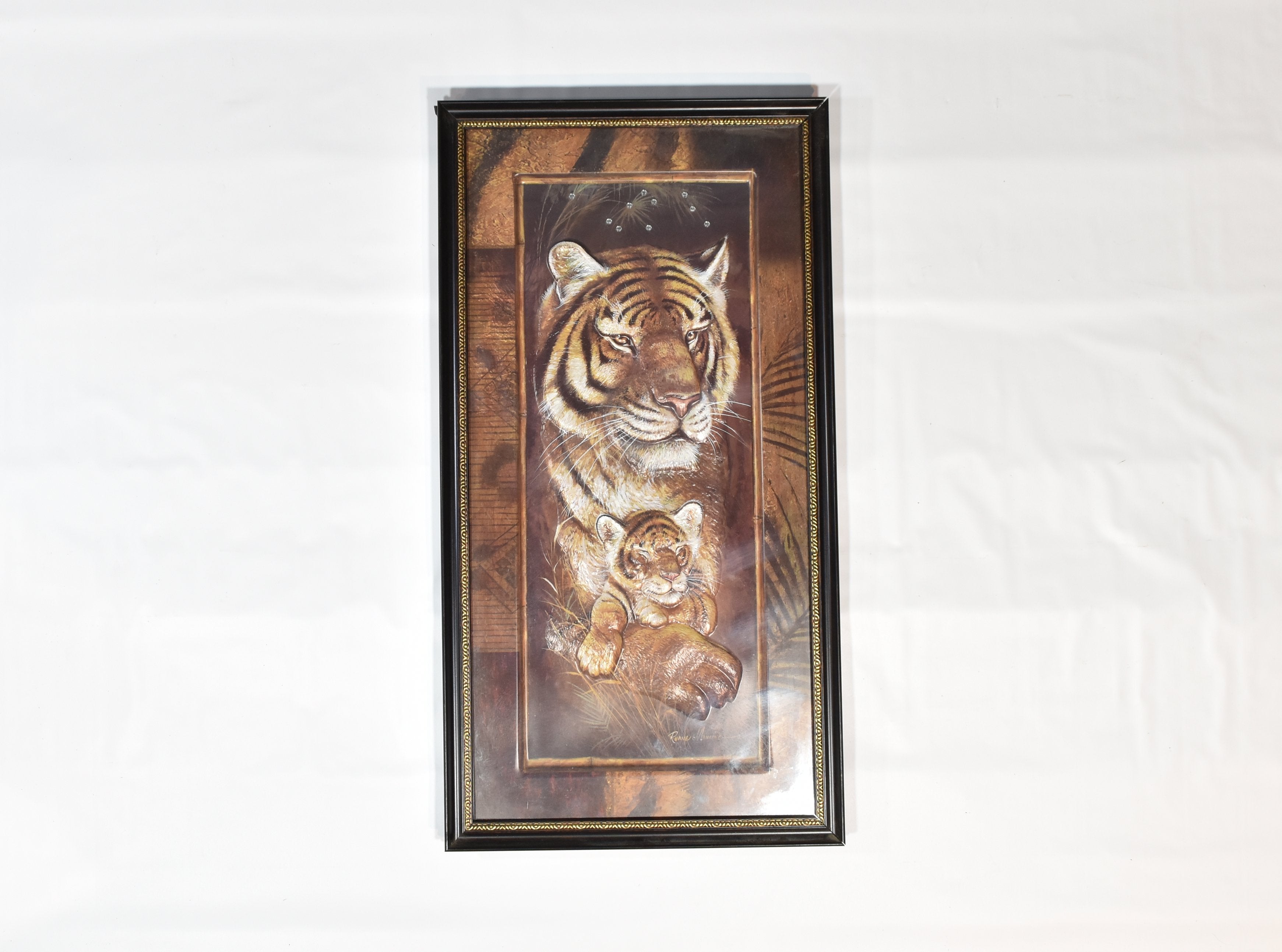 Lion Decor 3d Display 13 x 25 1/2 Framed Damaged Please Read