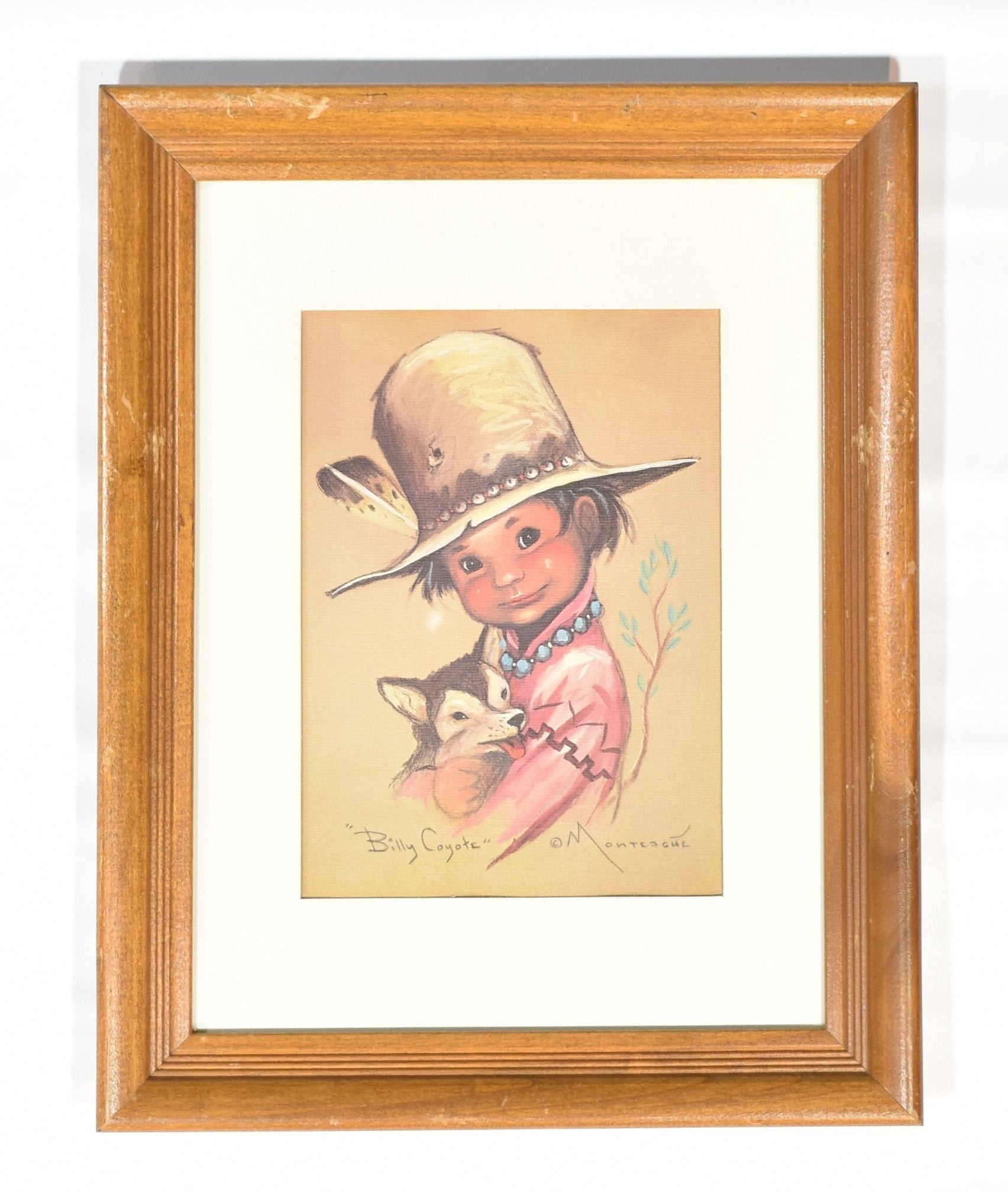 Artwork Native and the wolf ICA 99 11x 14 Framed