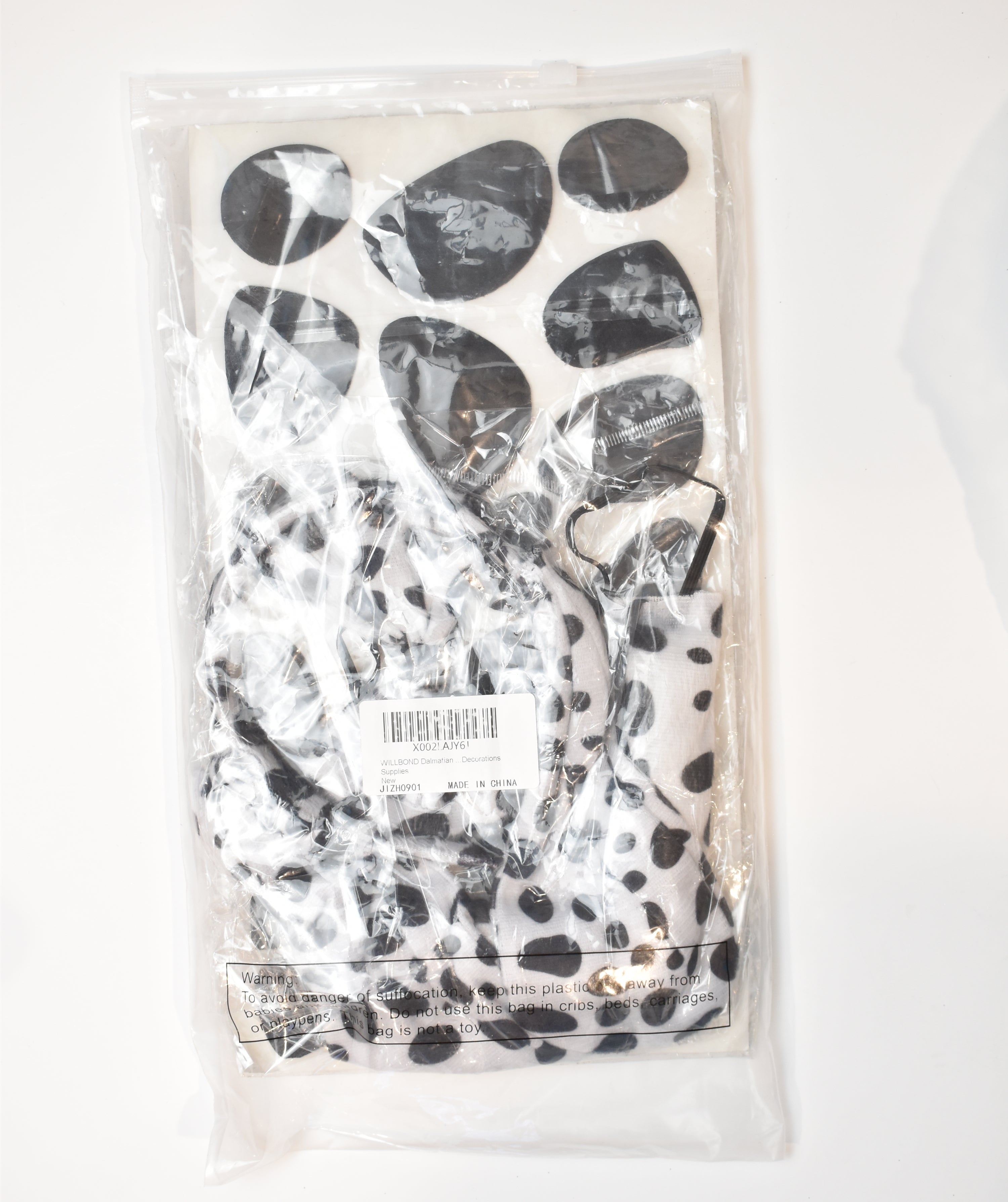 Dog Head Band Costume Spotted Black and White NEW