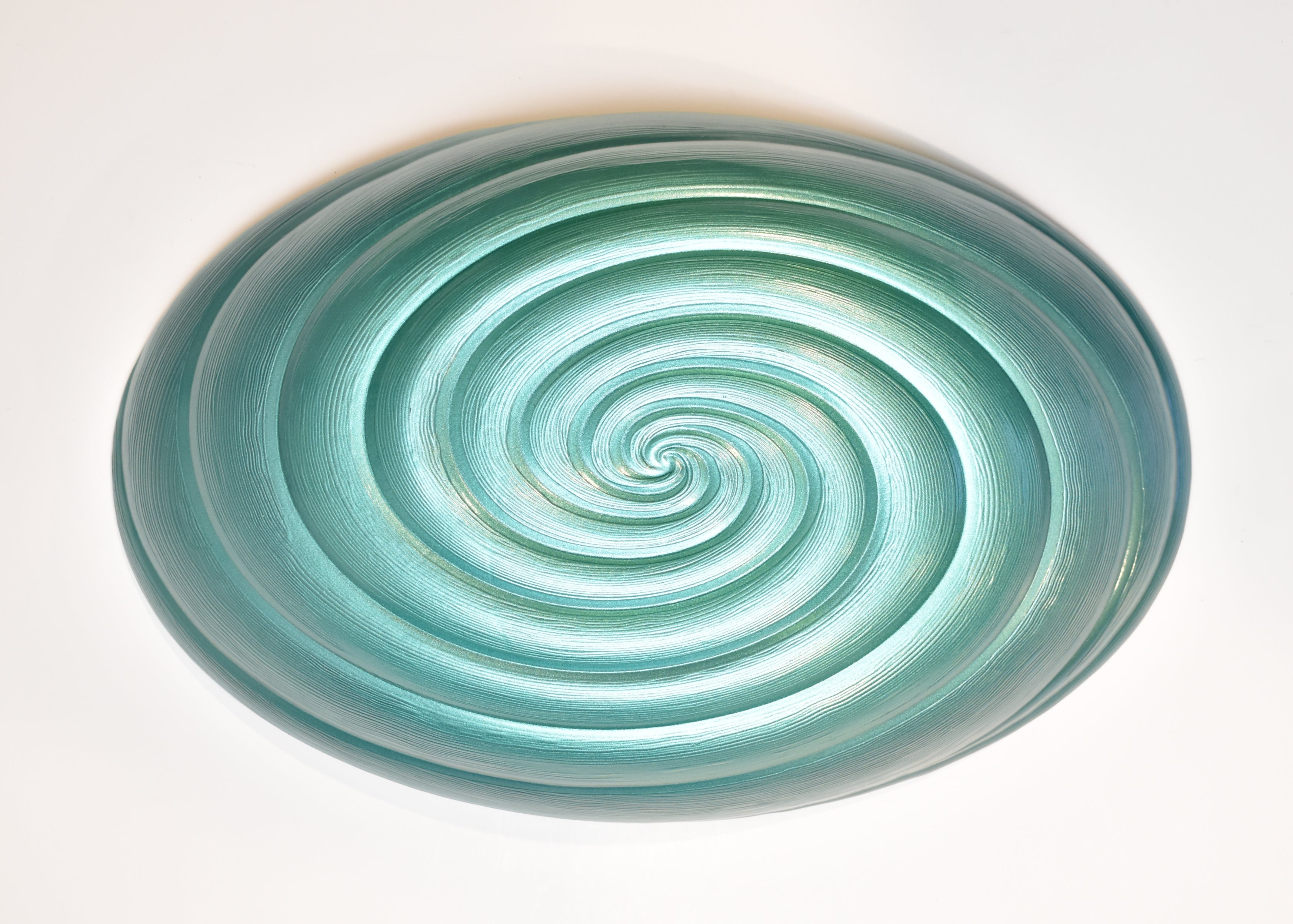 Teal Glass Bowl Table Decor USED
