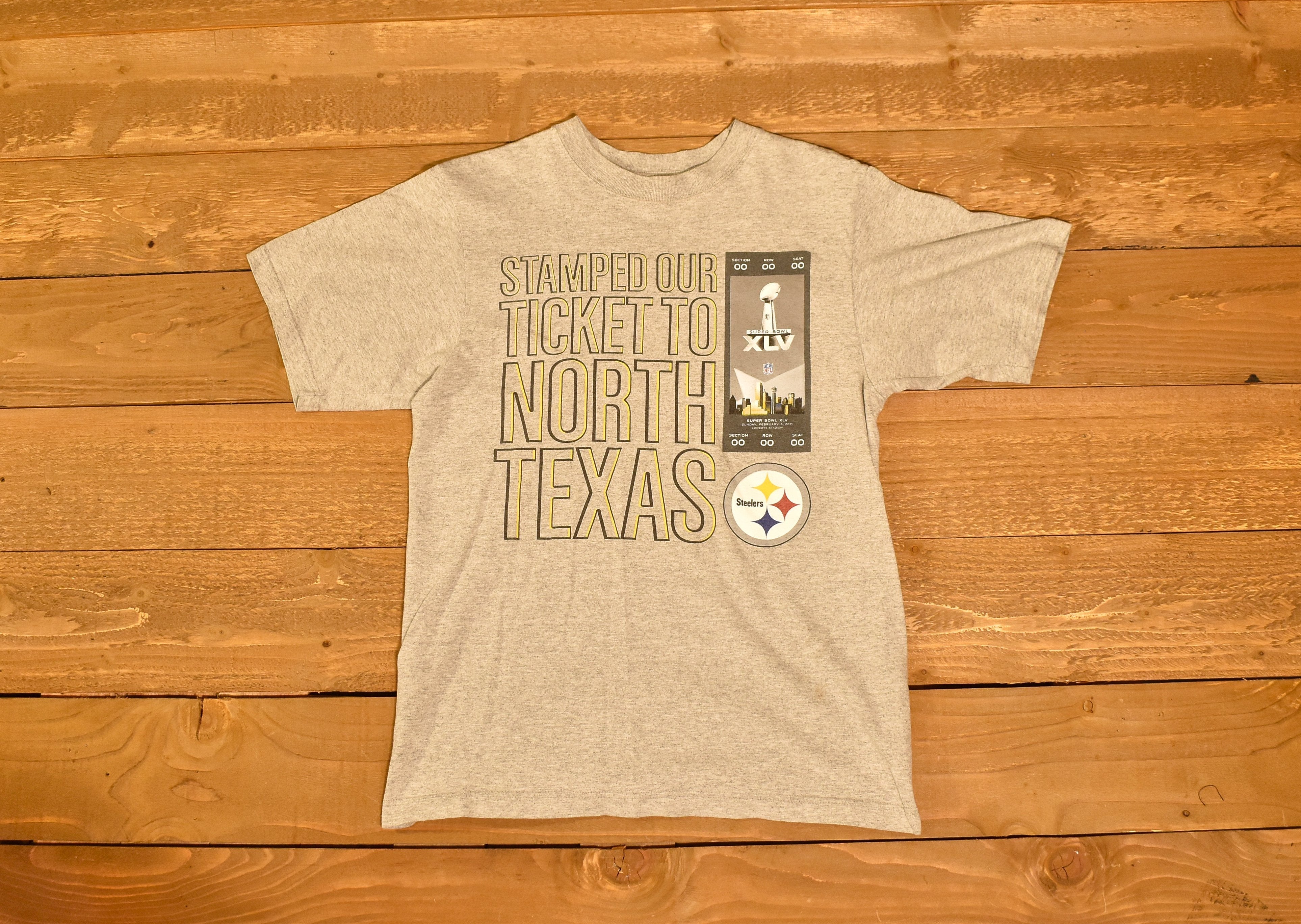Mens T-shirt Reebok M Steelers Super Bowl grey Ticket t shirt