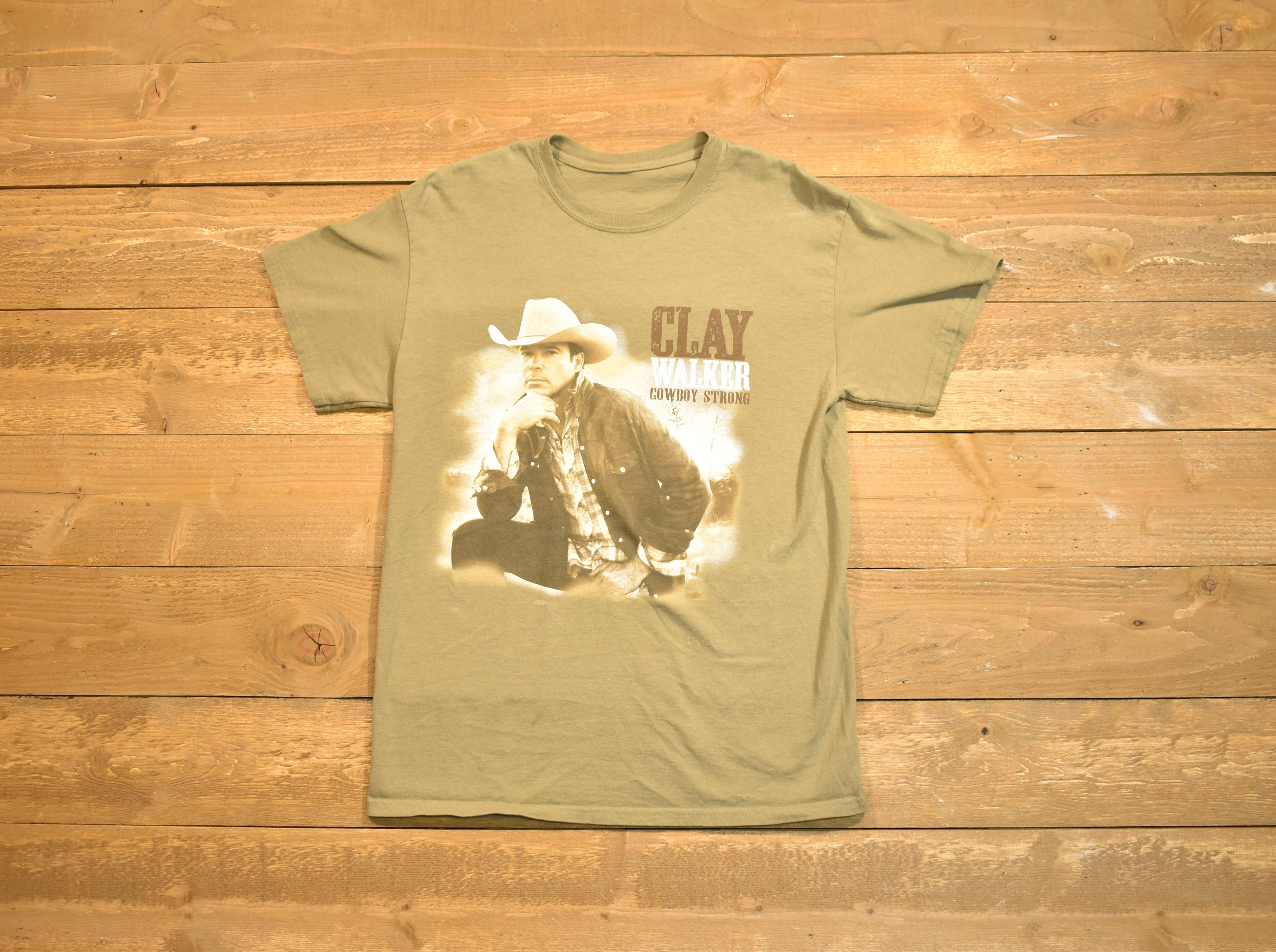 Clay Walker cowboy strong men's T-shirt medium brown country artist concert T-shirt used