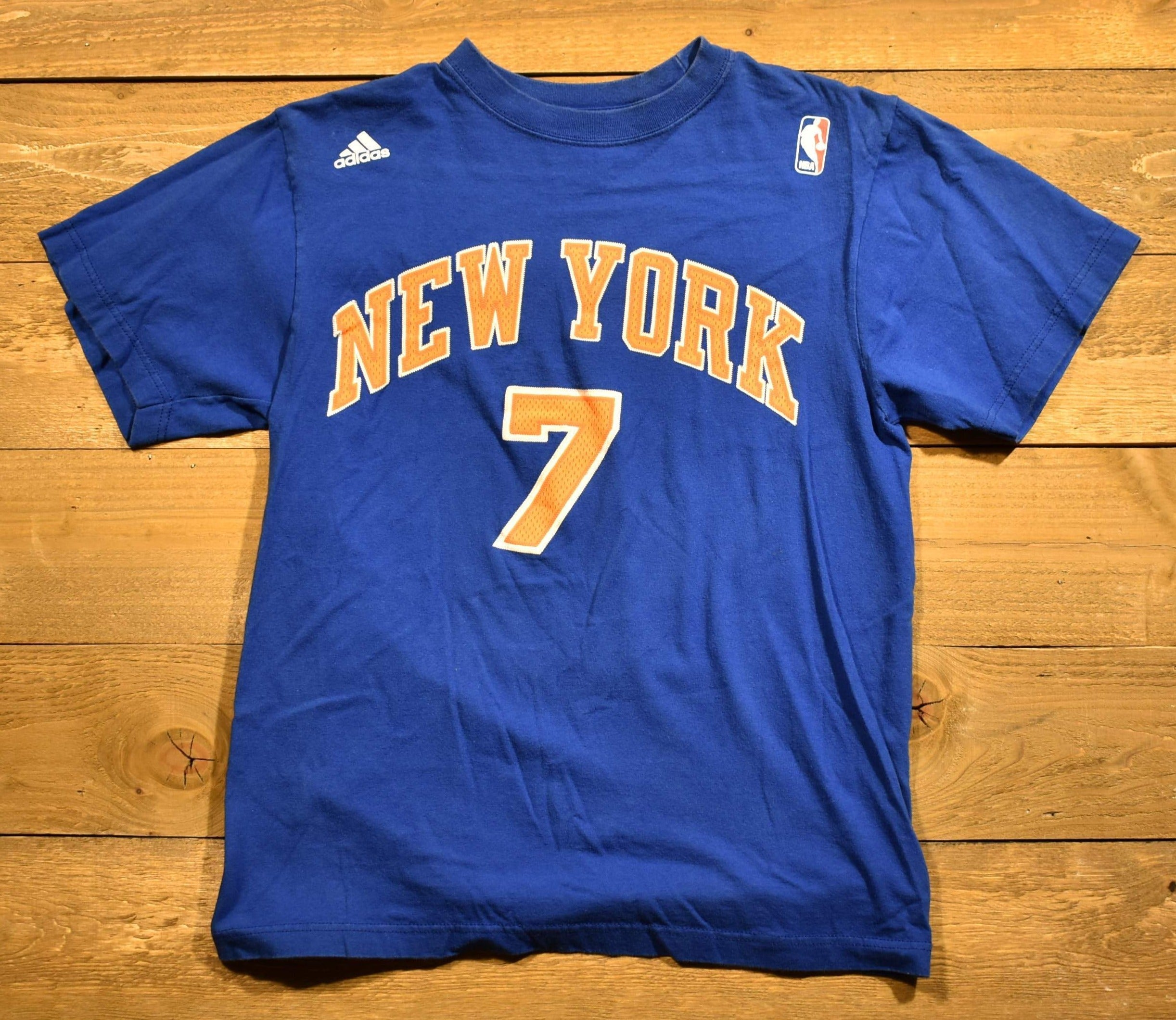 New York nicks Adidas medium NBA basketball T-shirt blue Anthony 7 used