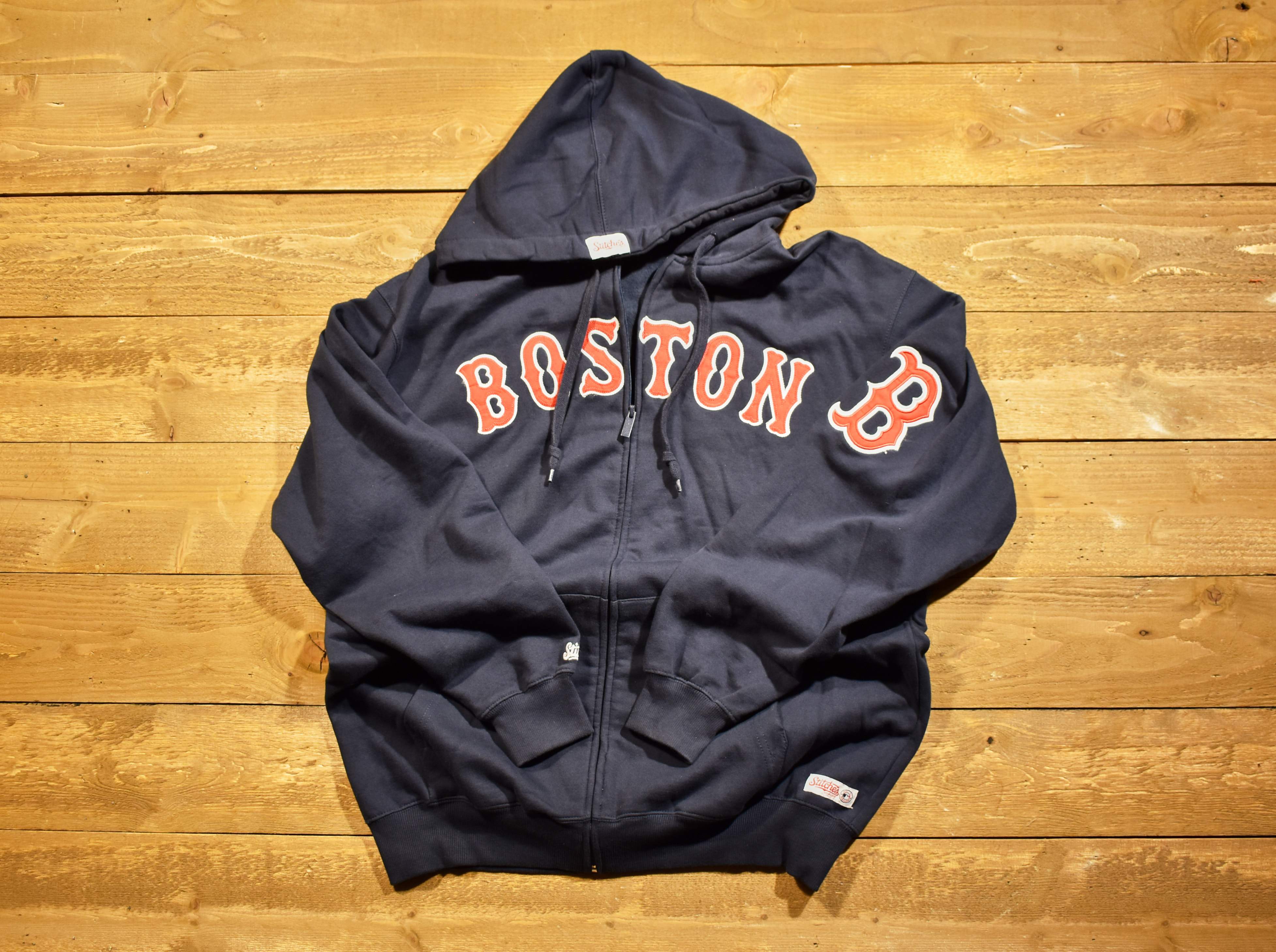 Boston Red Sox men's sweatshirt large stitches authentic used hoodie zip up