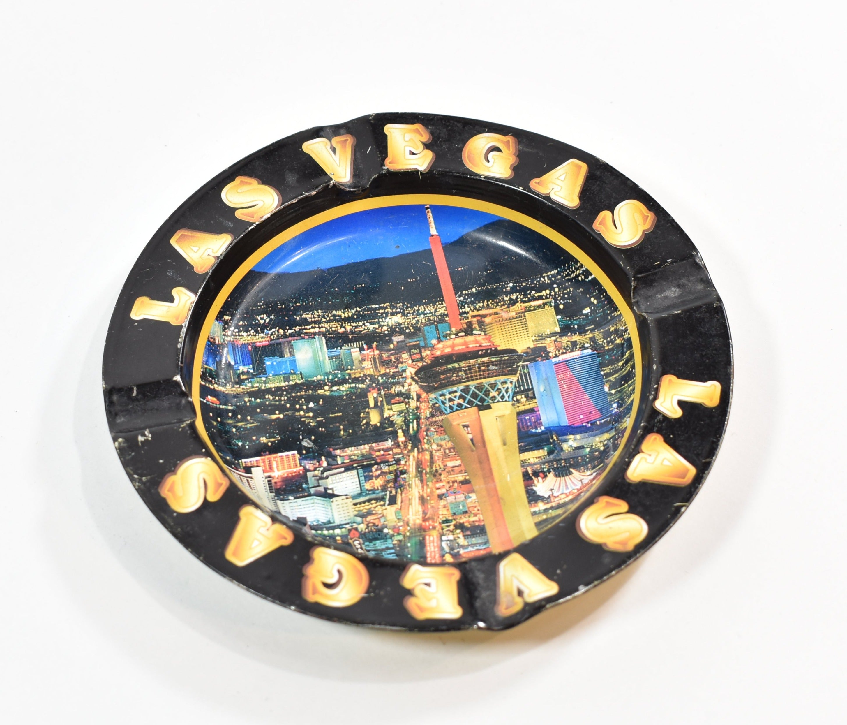 Las Vegas Metal Ash tray used Reno Nevada 5 1/2