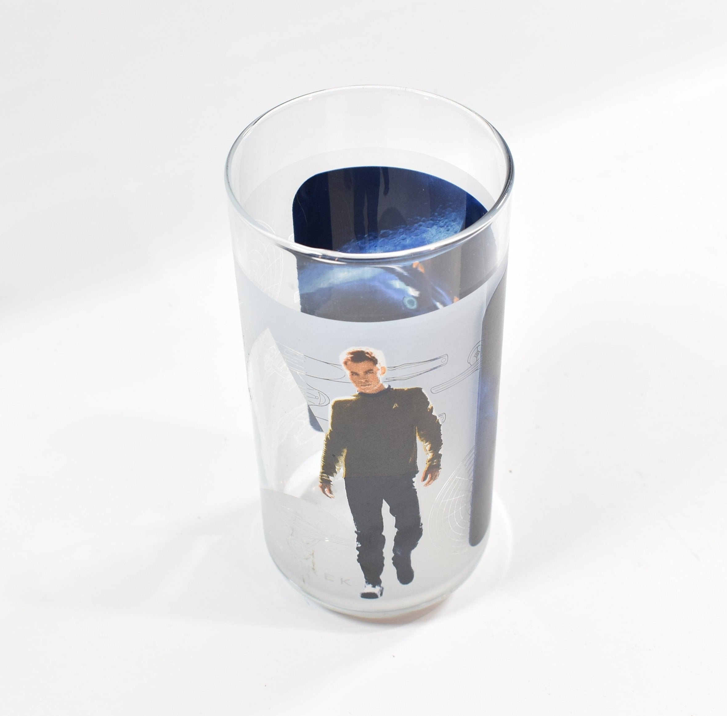 Star Trek Collectible 6 inch Glass Cup Trek  used Cup Blue