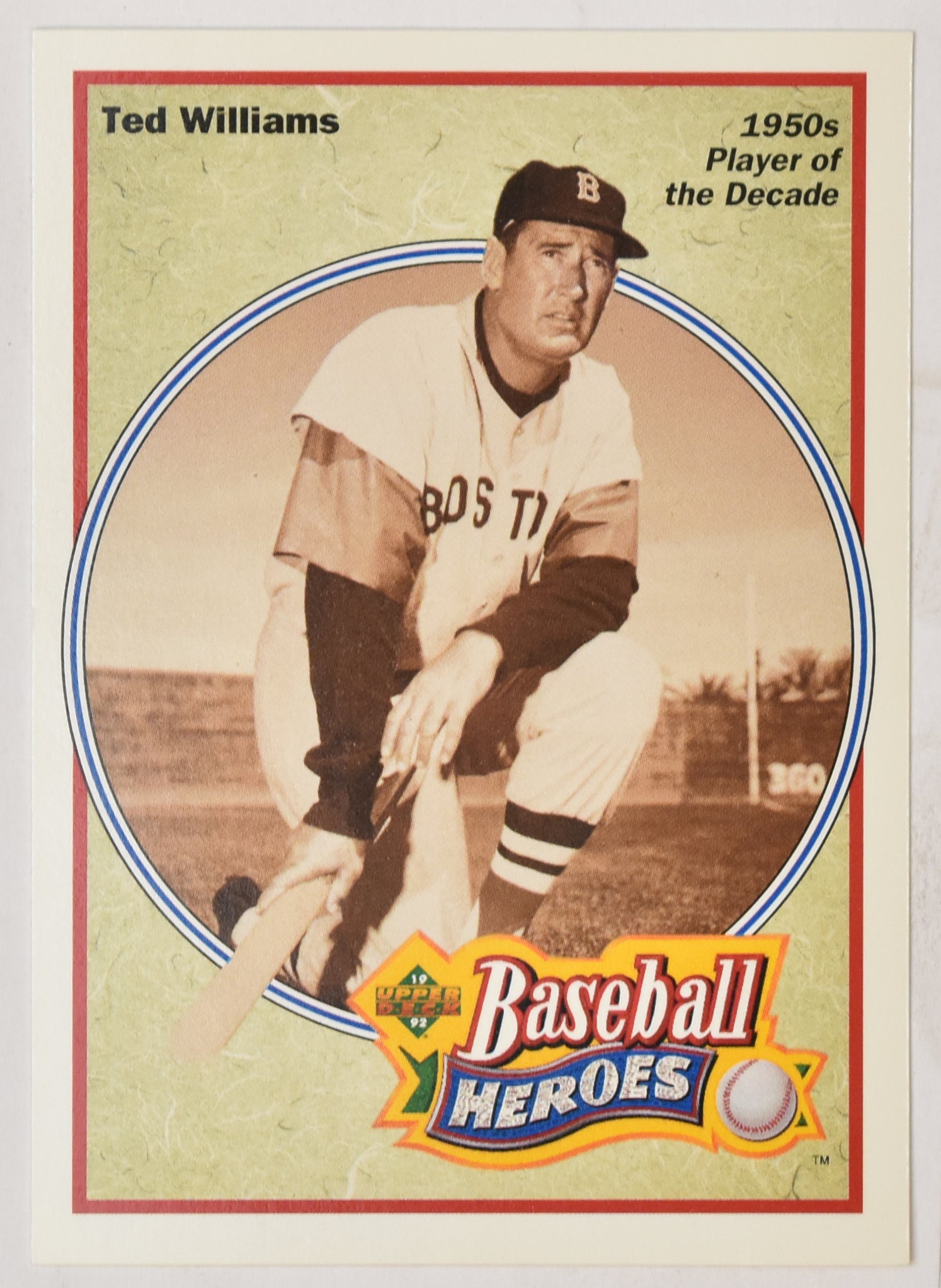 Ted Williams Baseball Heroes Upper Deck 1992 33 of 36 Baseball Card