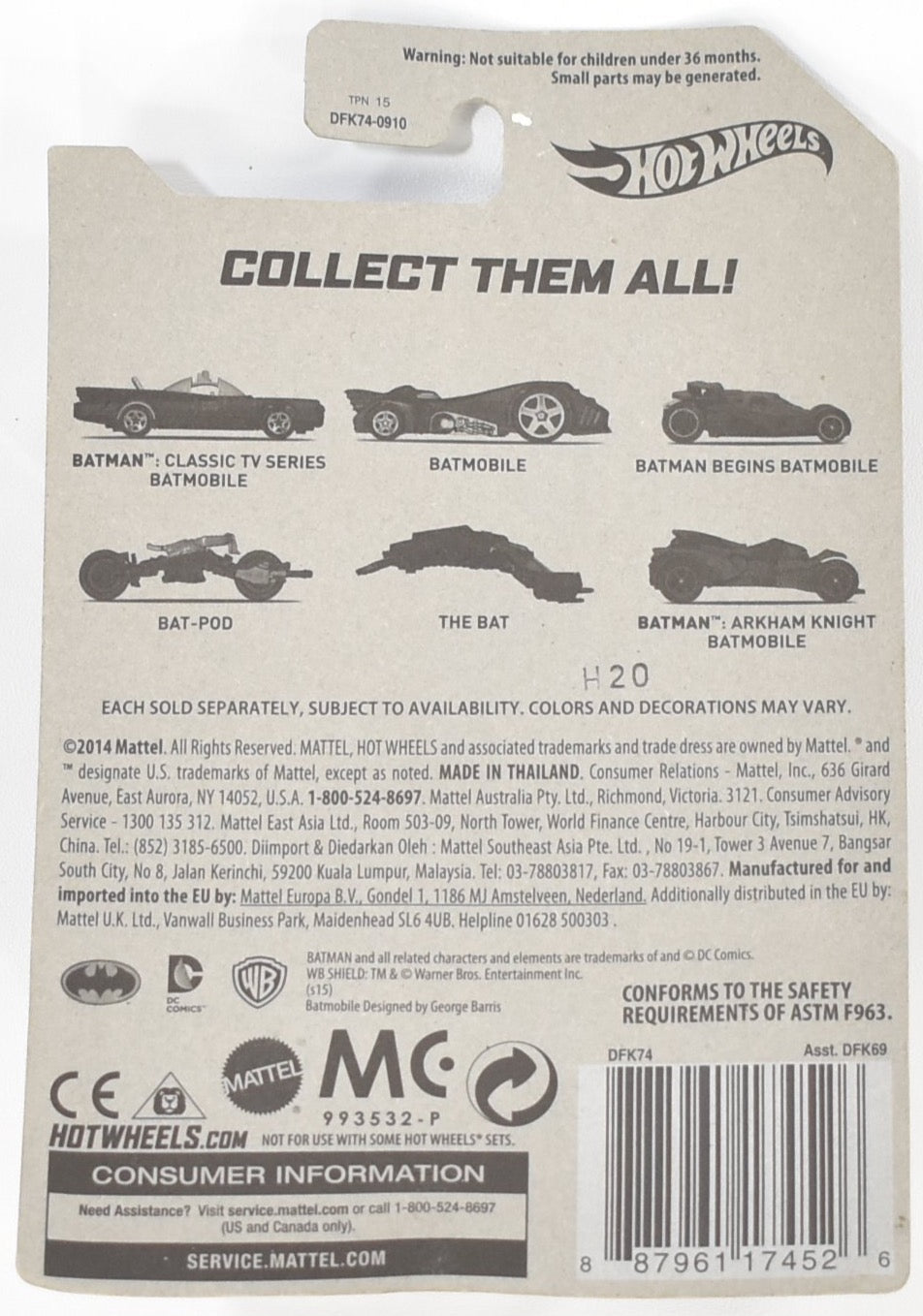 The Dark Knight Rises Batman Hot Wheels Car THE BAT 5/6 DFK74