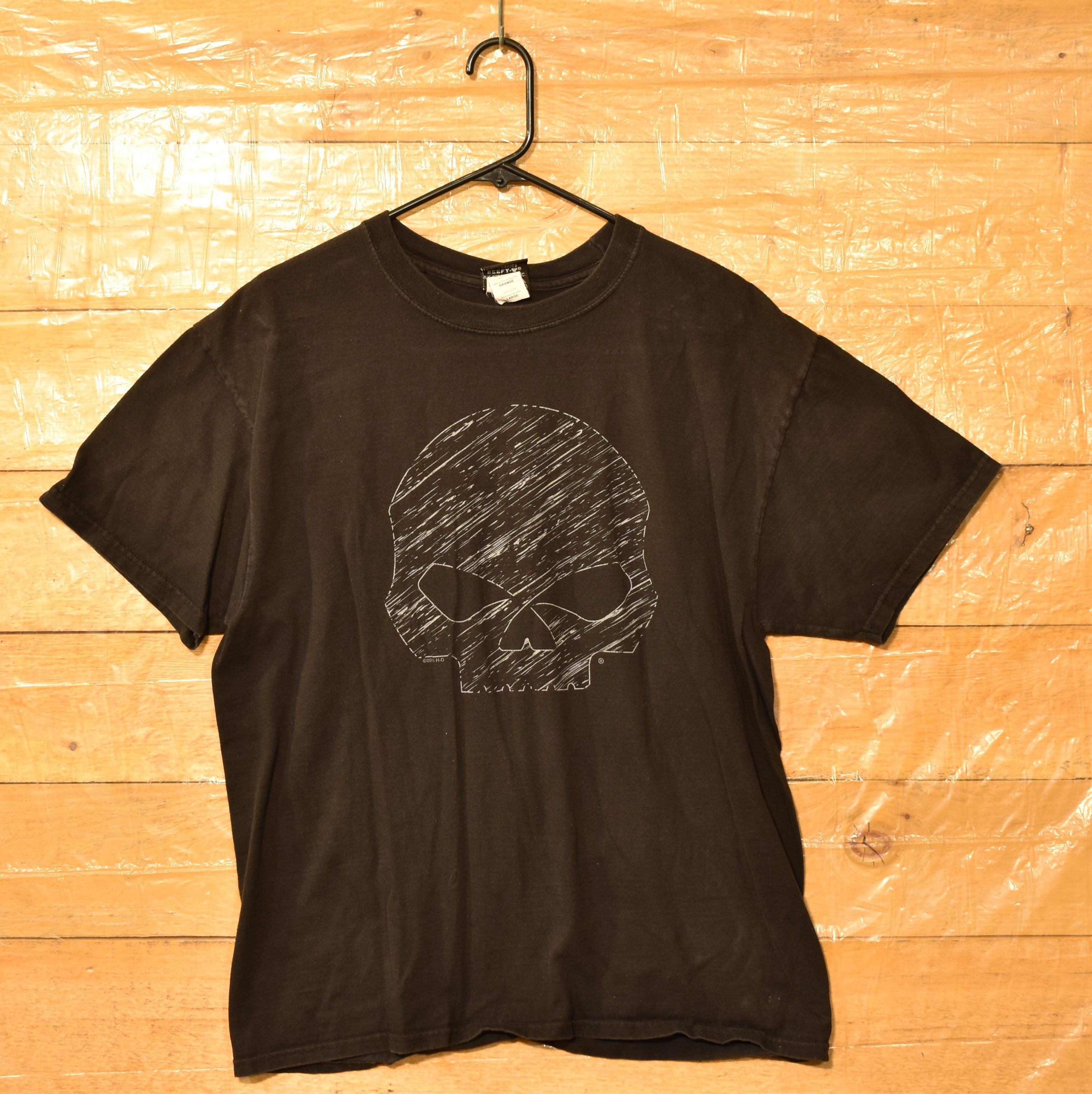 Harley Davidson Mens LARGE Skull Barnett El Paso Texas T Shirt Authentic - USED