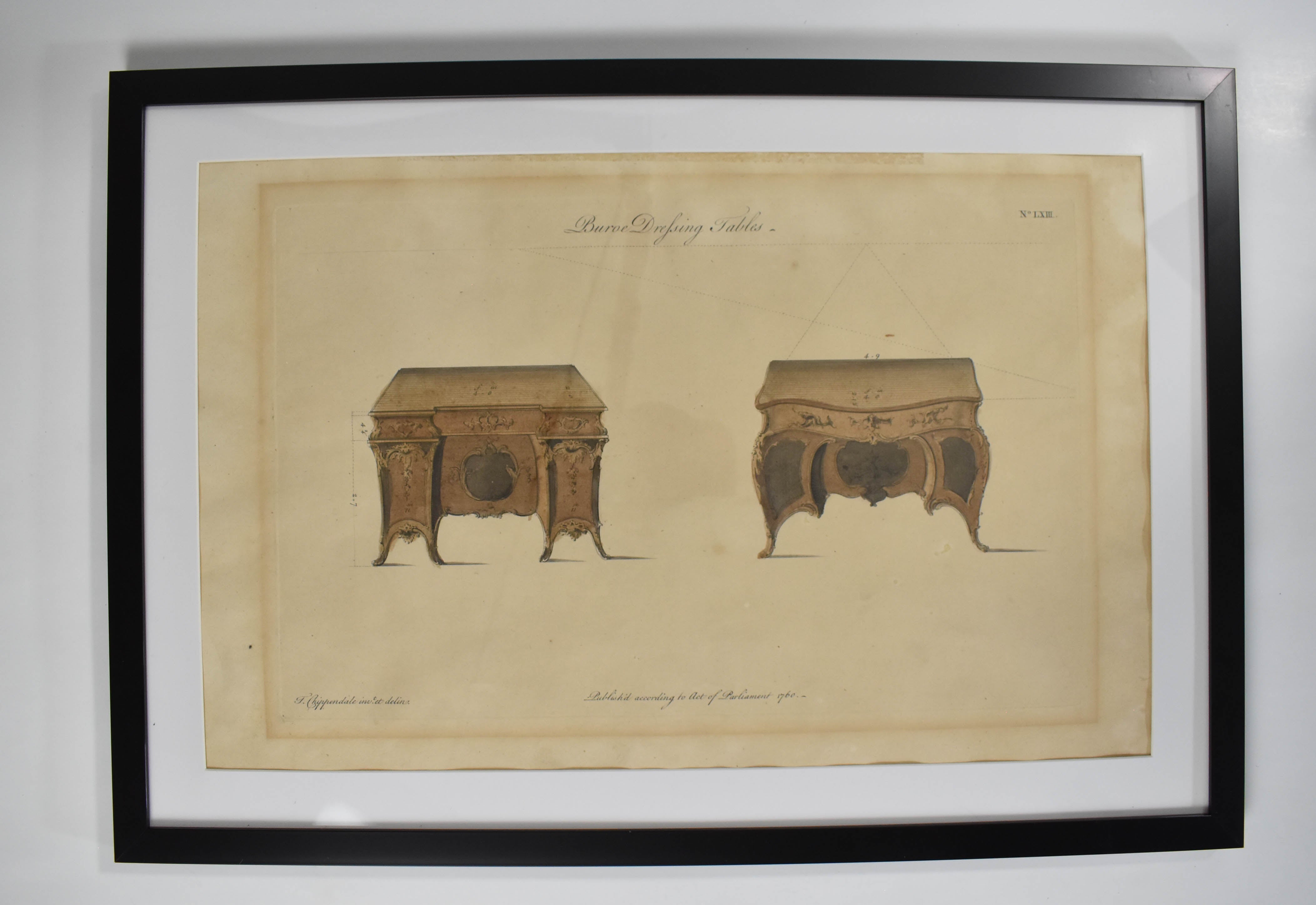 A Buroe Dressing Table Thomas Chippendale 1760 Engraving Template LXIII