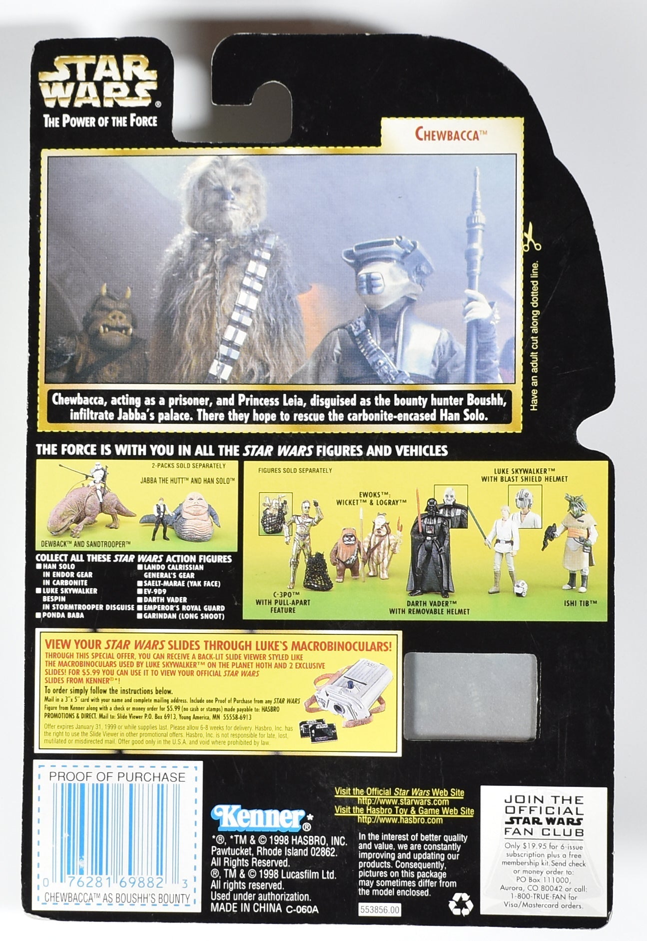 Star Wars Power of the Force Freeze Frame Chewbacca Boushh's Bounty Action Figur