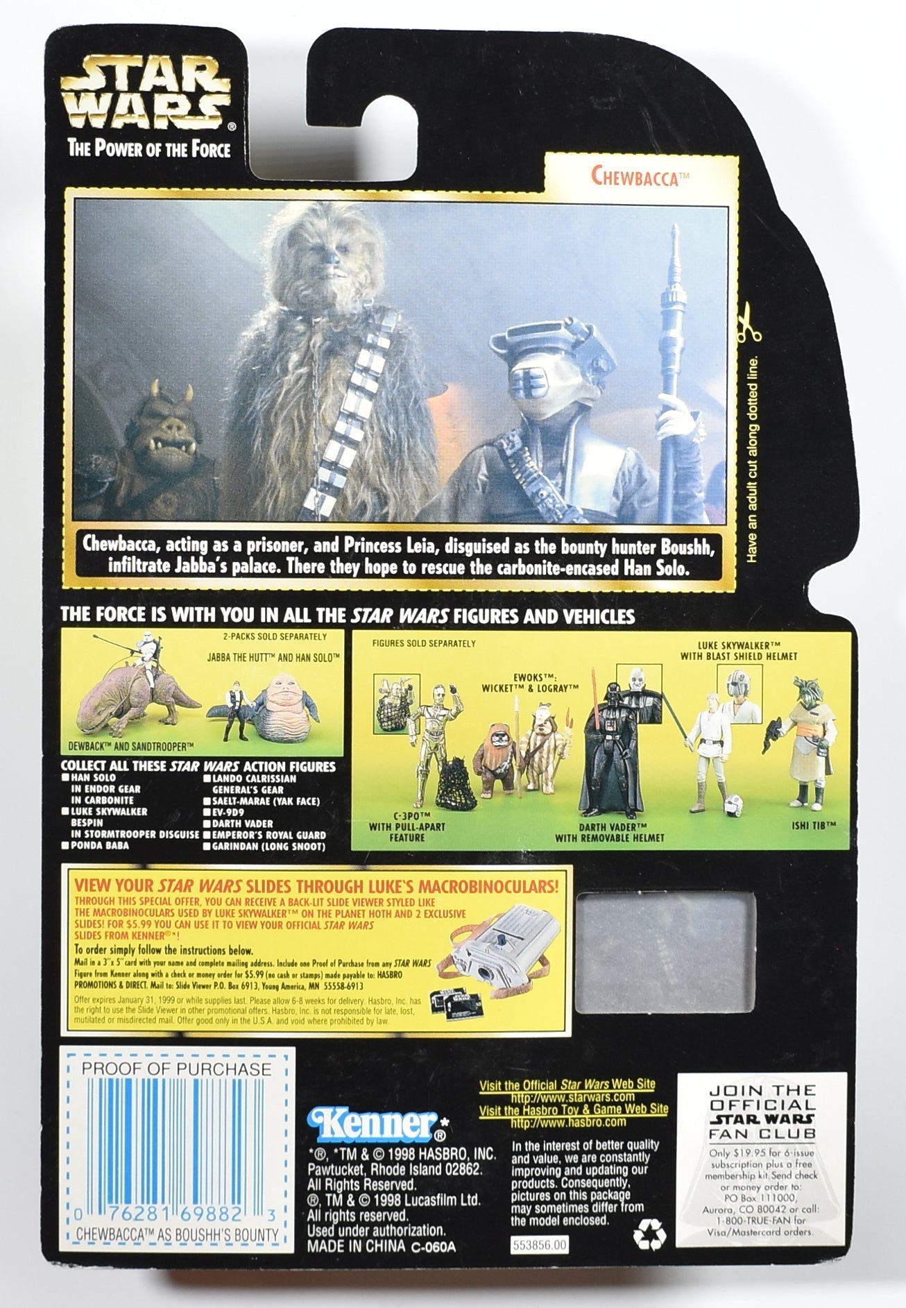 Star Wars Power of the Force Freeze Frame Chewbacca Boushh's Bounty 1997