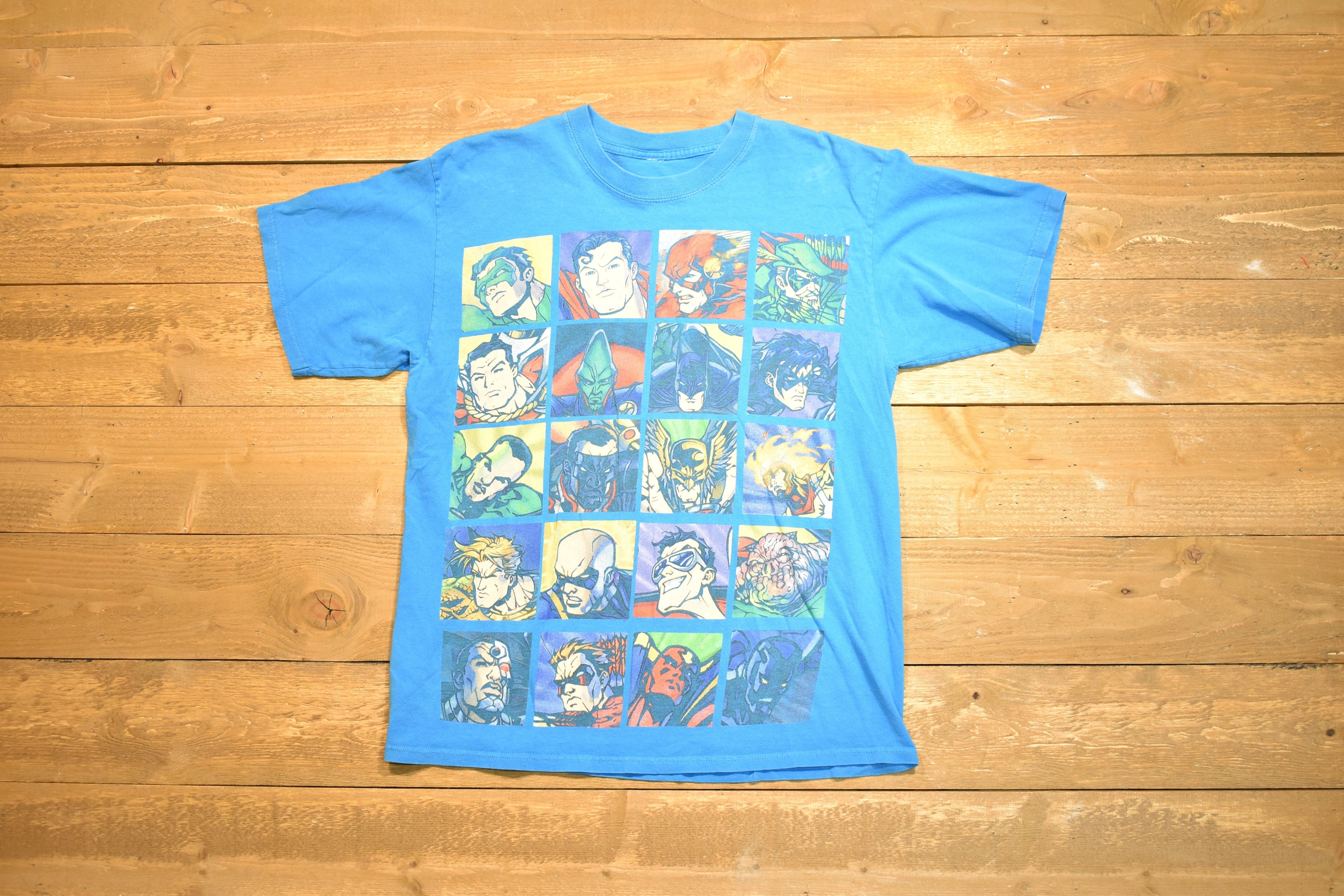 DC comics large superhero T-shirt vintage used flash Superman Green Lantern RARE