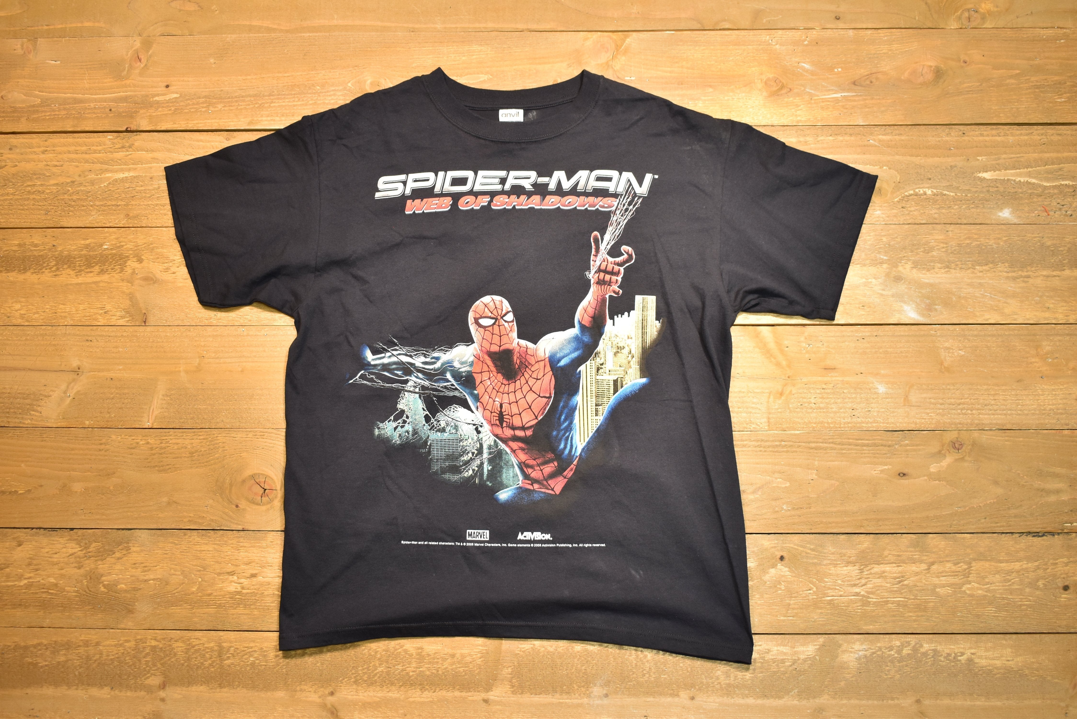 Spiderman T-shirt Web of shadows XL marvel Activision game shirt 2008 authentic