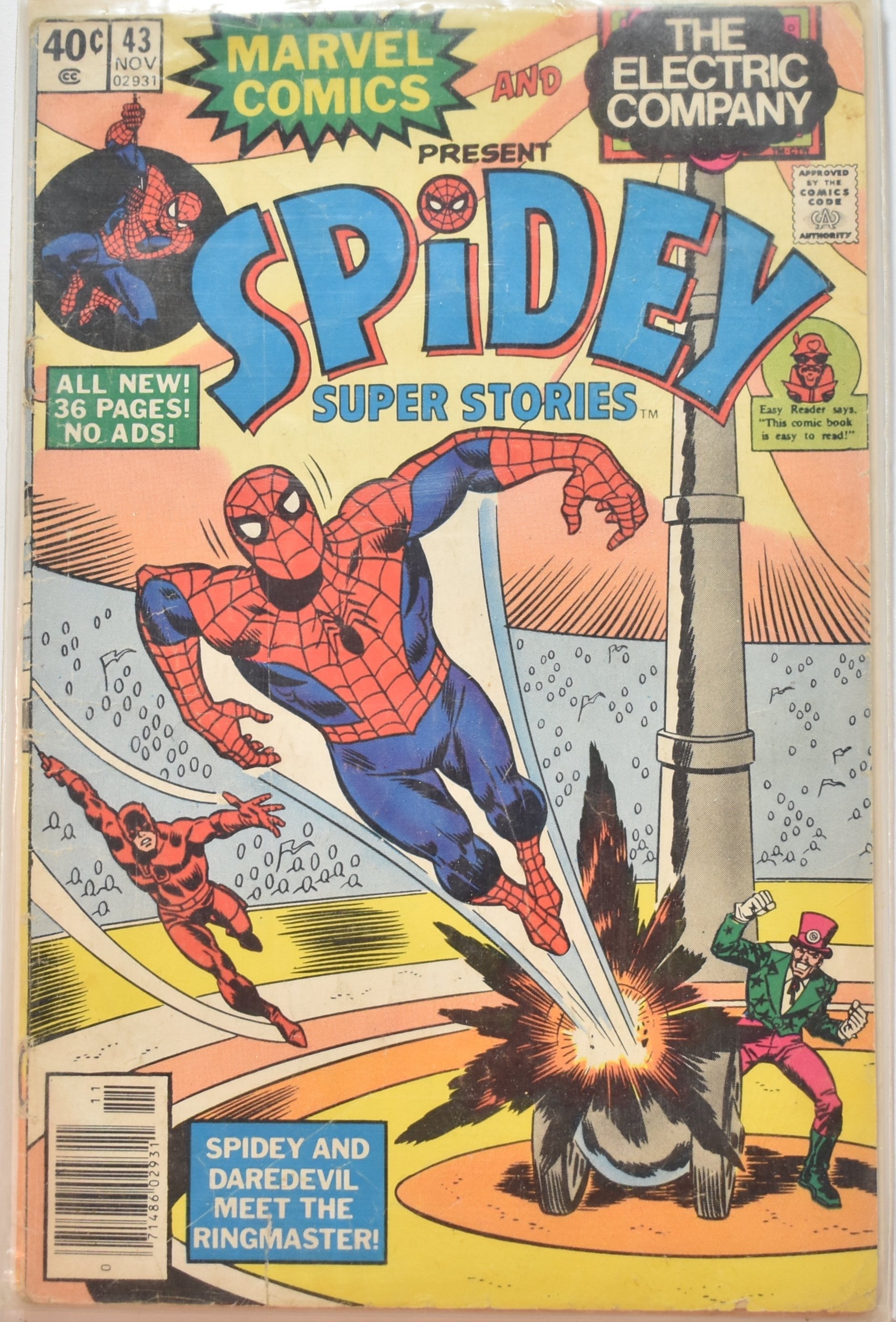 Spidey Super Stories Marvel Comics and the electric Company 43 Nov. Comic Book