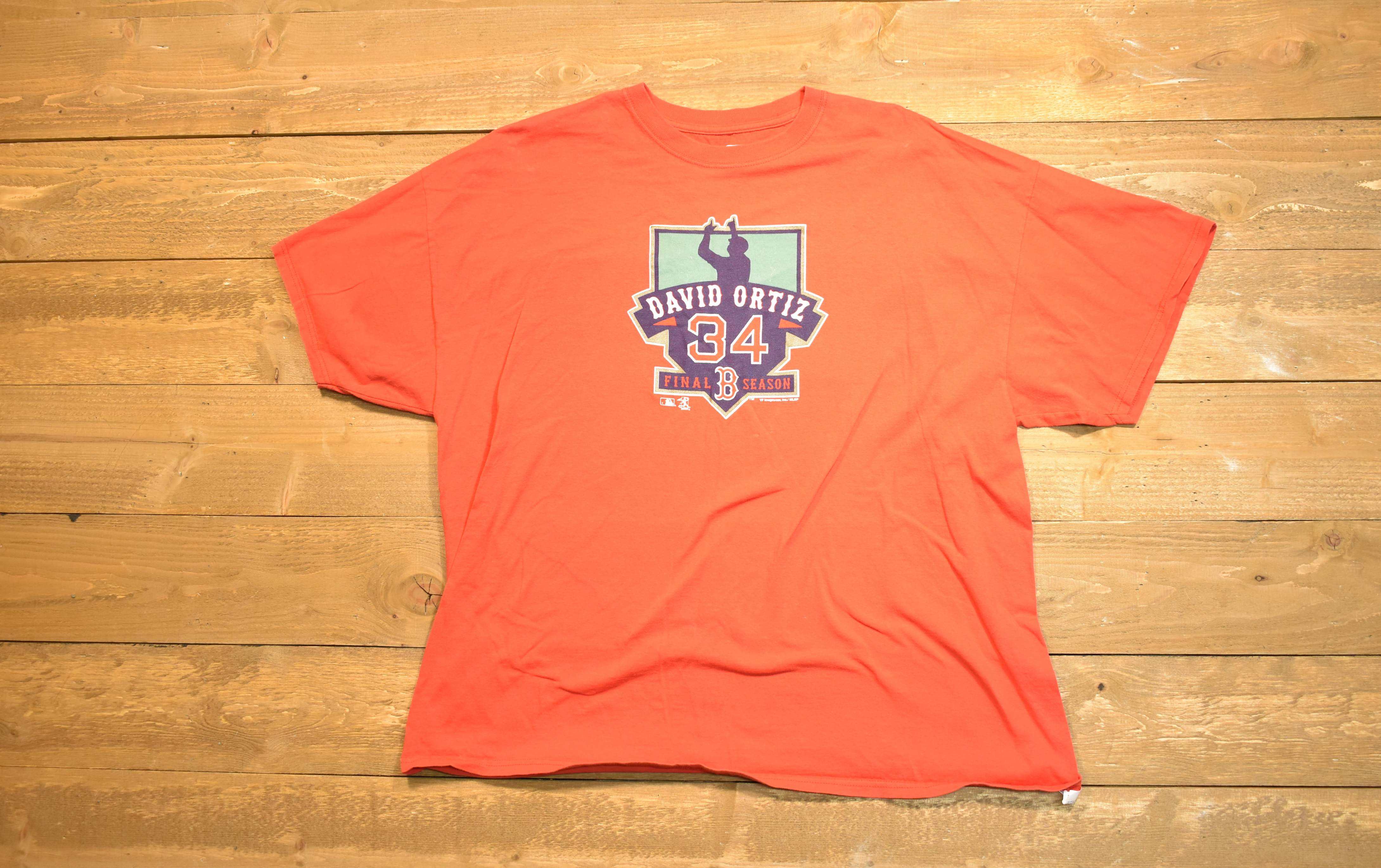 Boston Red Sox David Ortiz 34 final season long sleeve MLB baseball two XL used