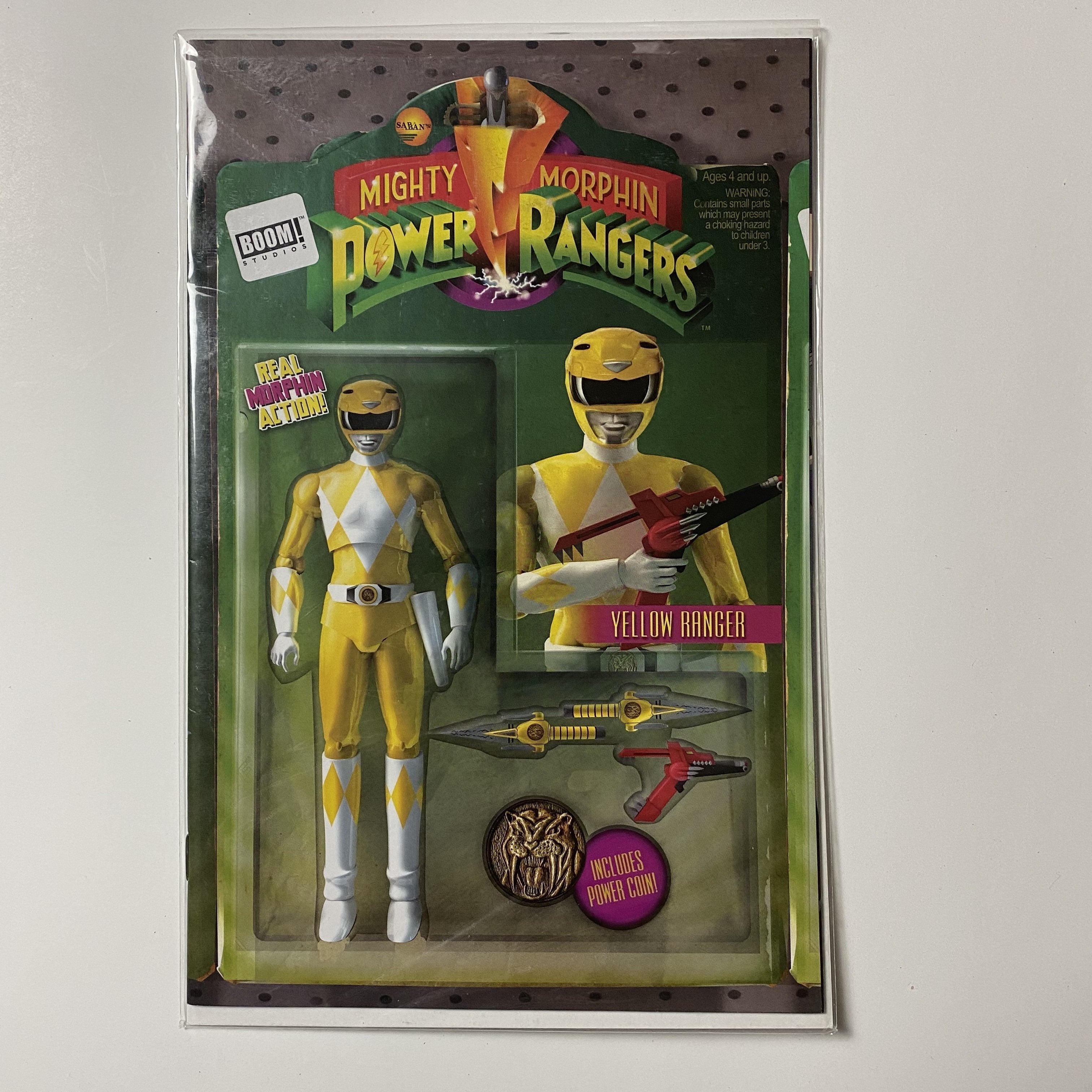 Mighty Morphin Power Rangers Boom Studios Yellow Ranger Variant Action Figure Cover