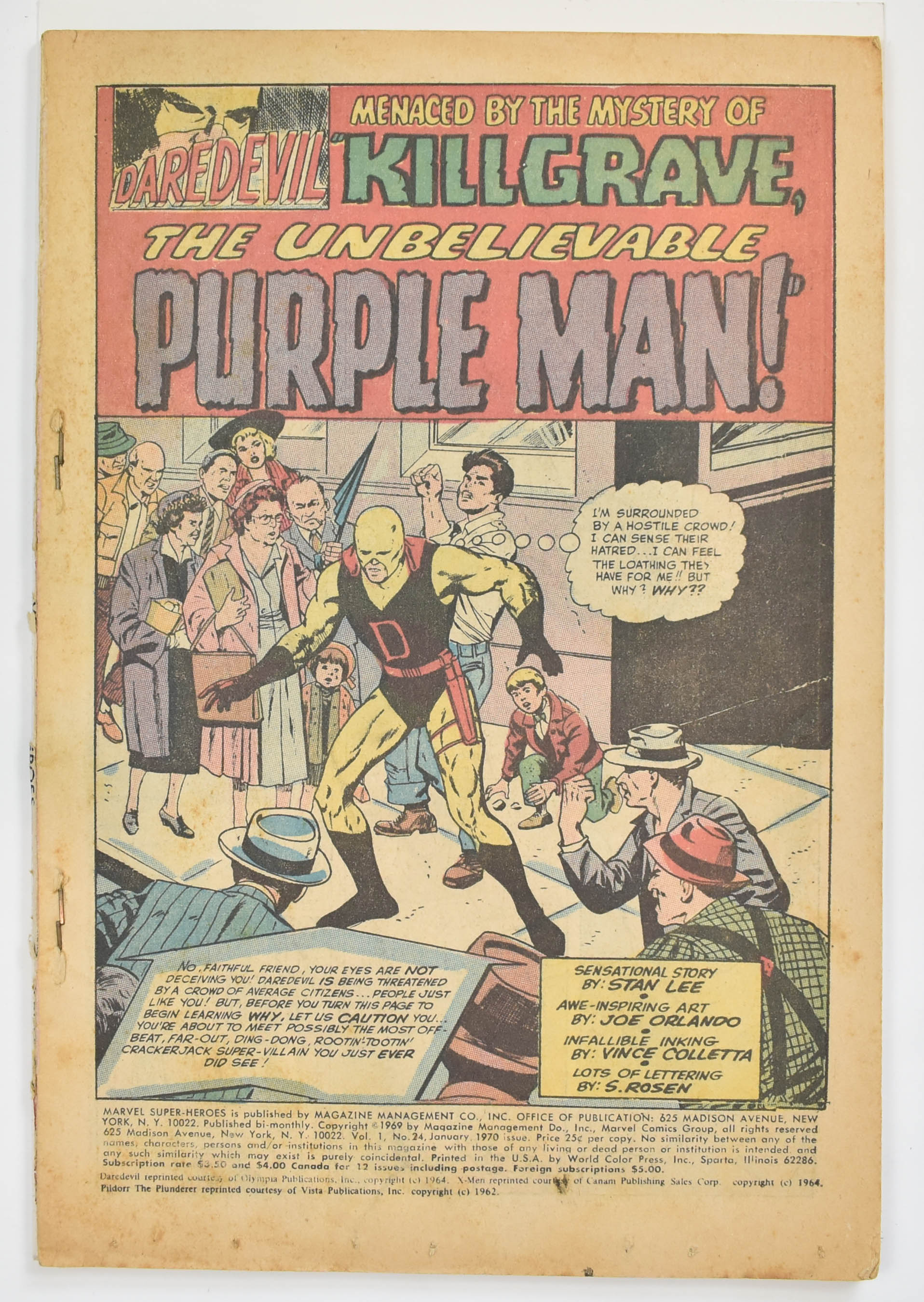 MARVEL SUPER HEROES DAREDEVIL 24 NO FRONT COVER OR BACK DAMAGED