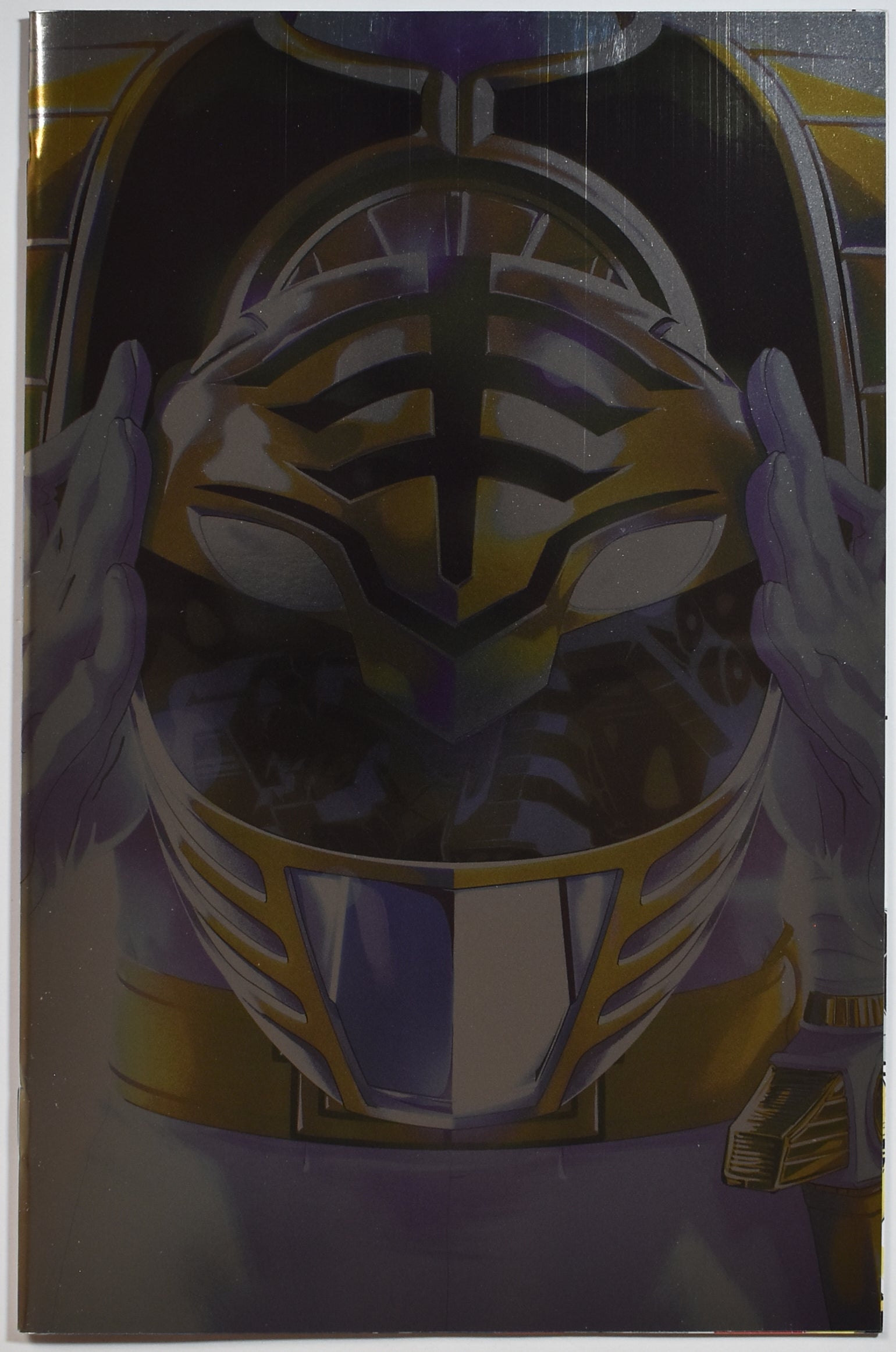 Power Rangers White Ranger Helmet Foil Cover Boom Studios