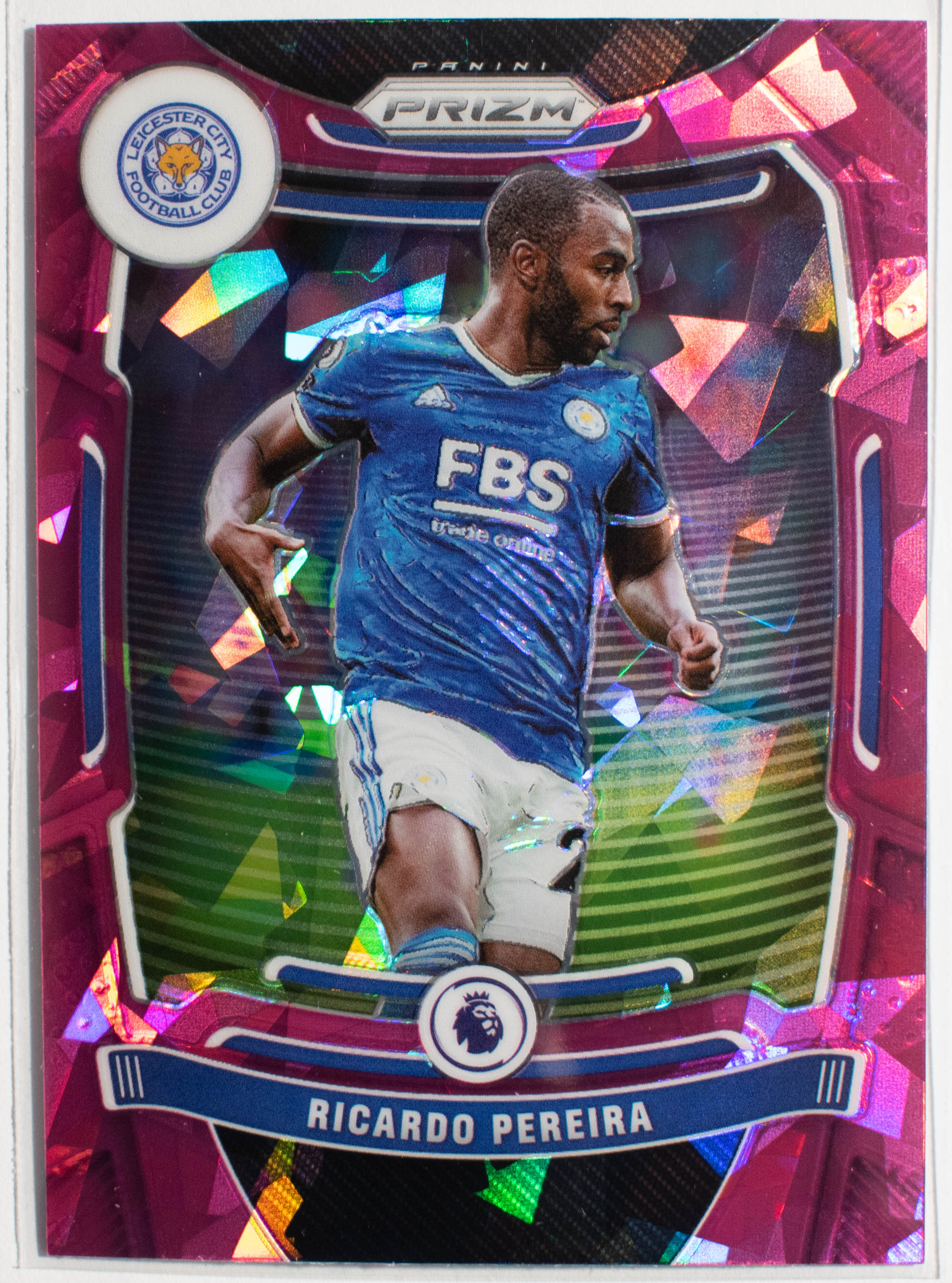 19 Ricardo Pereira Panini Prizm premier league 2021- 22 PINK Cracked ICE Prizm