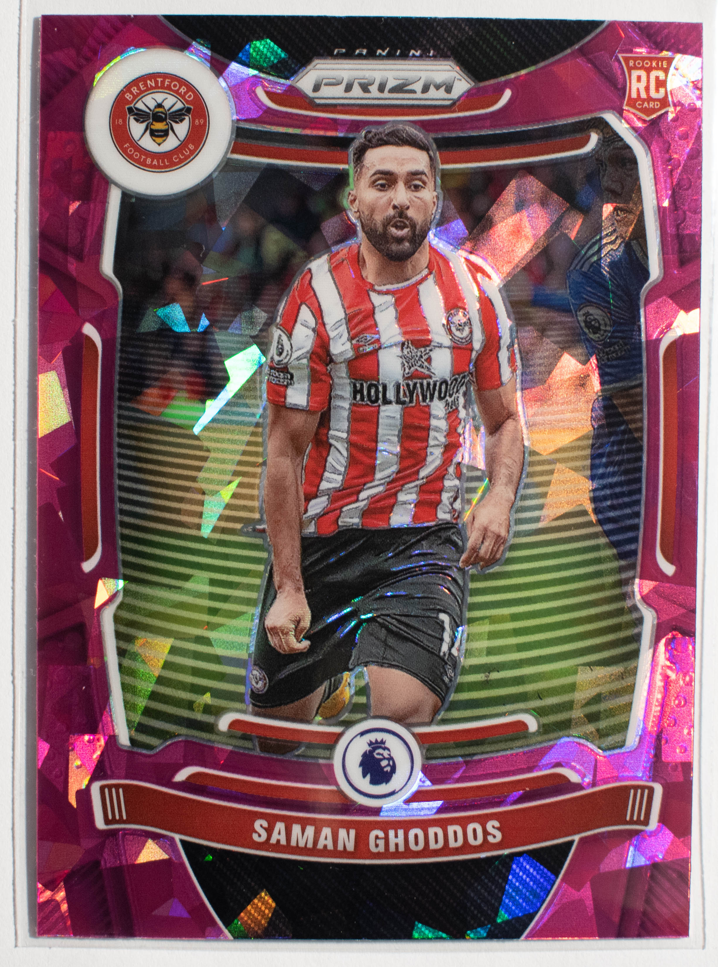 148 Saman Ghoddos Panini Prizm premier league 2021- 22 PINK Cracked ICE Prizm