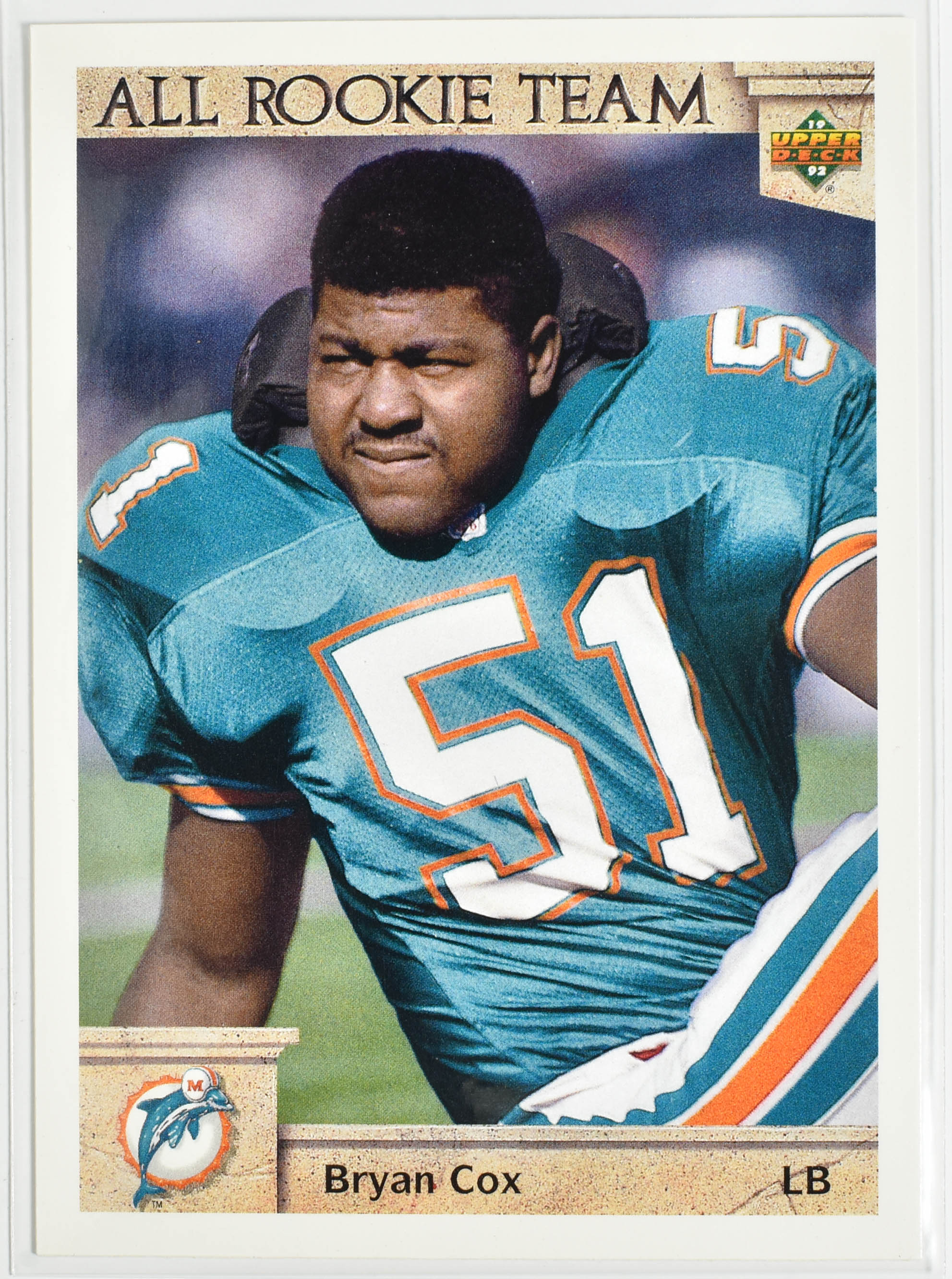 Bryan Cox 47 All Rookie Team Upper Deck 1992 Miami Dolphins