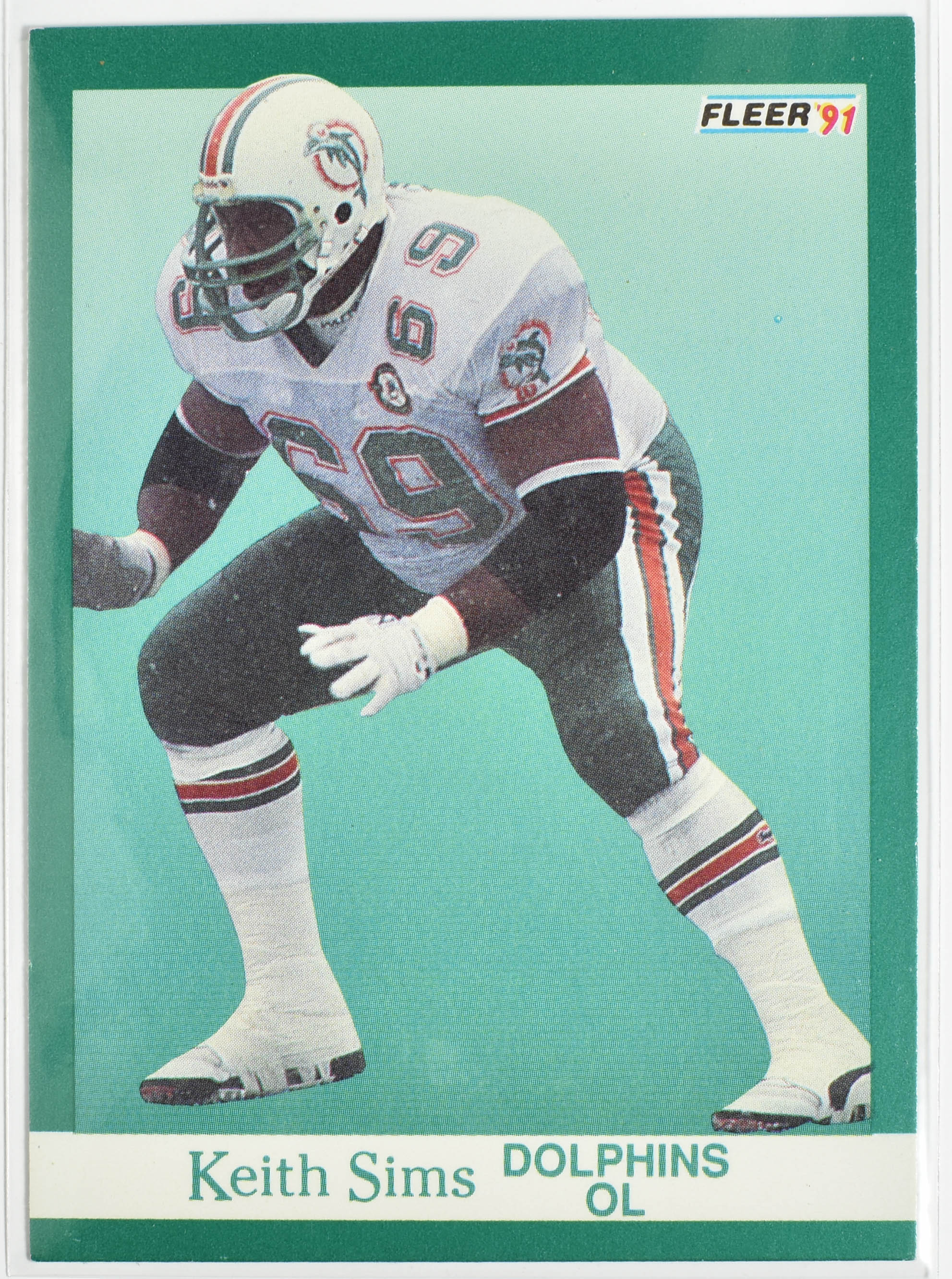 Keith Sims 130 Fleer 1991 Miami Dolphins