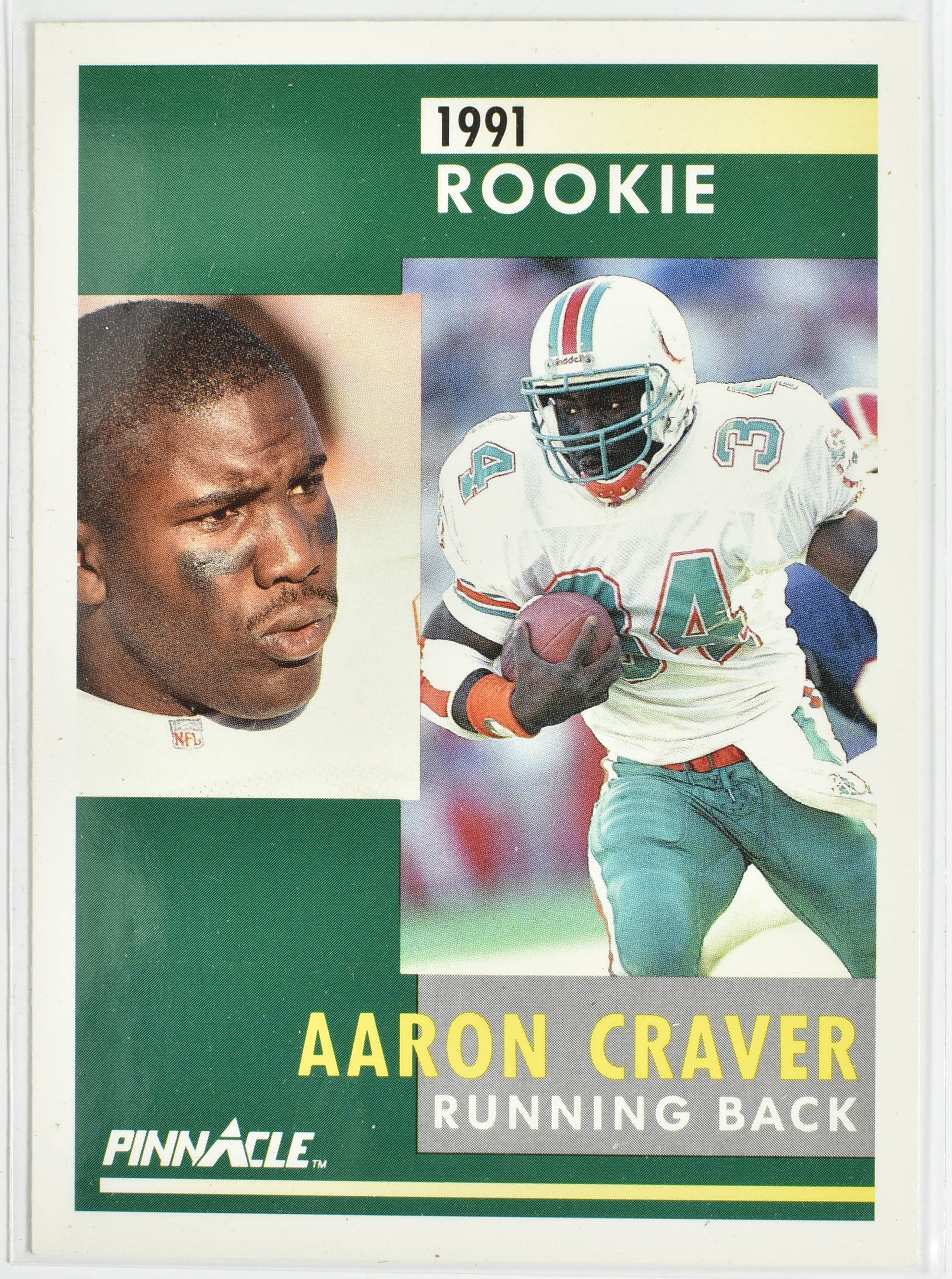Aaron Craver 1991 Rookie Pinnacle 1991 Score Miami Dolphins