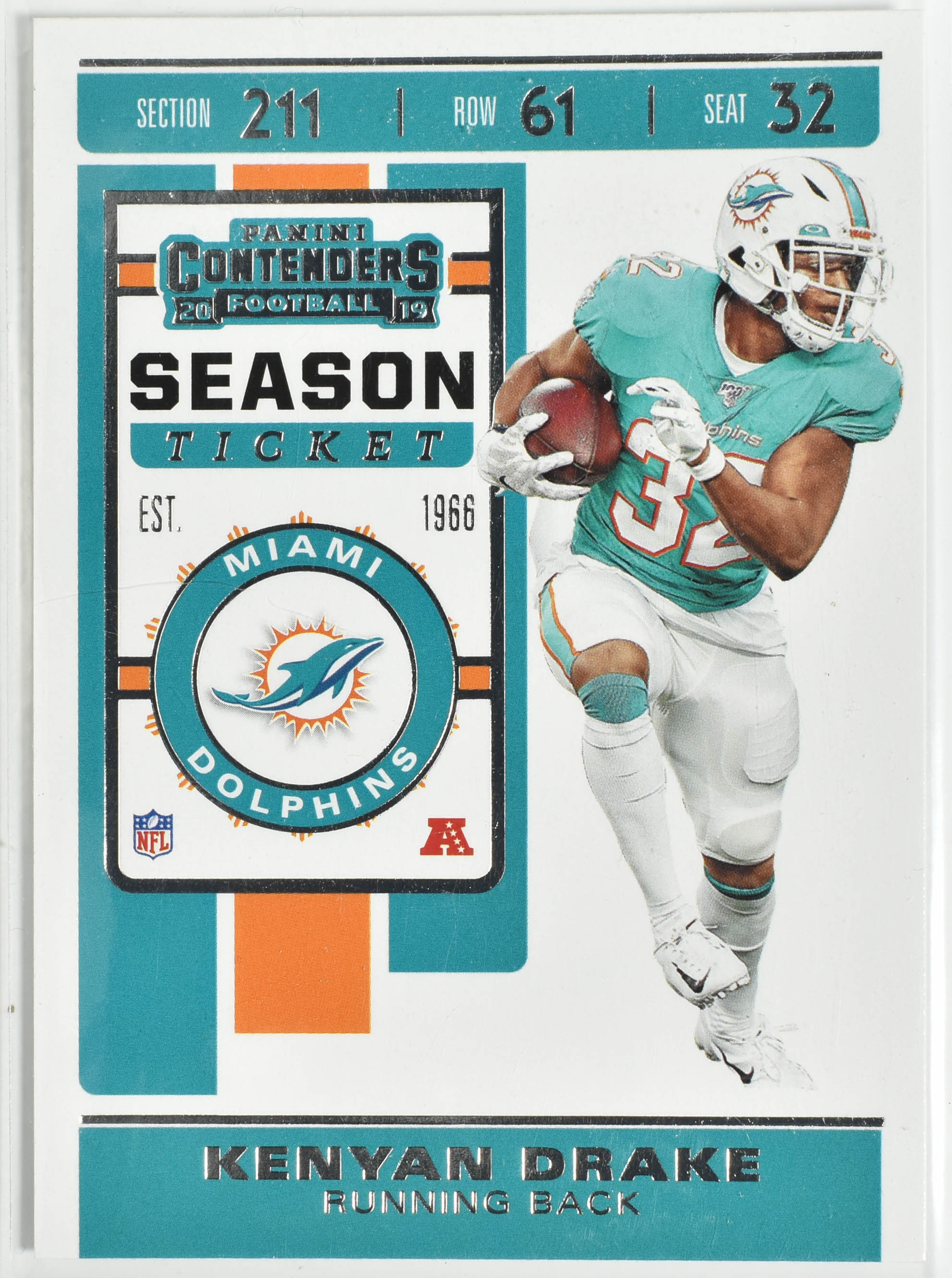 Kenyan Drake 7 Panini 2019 Contenders Miami Dolphins